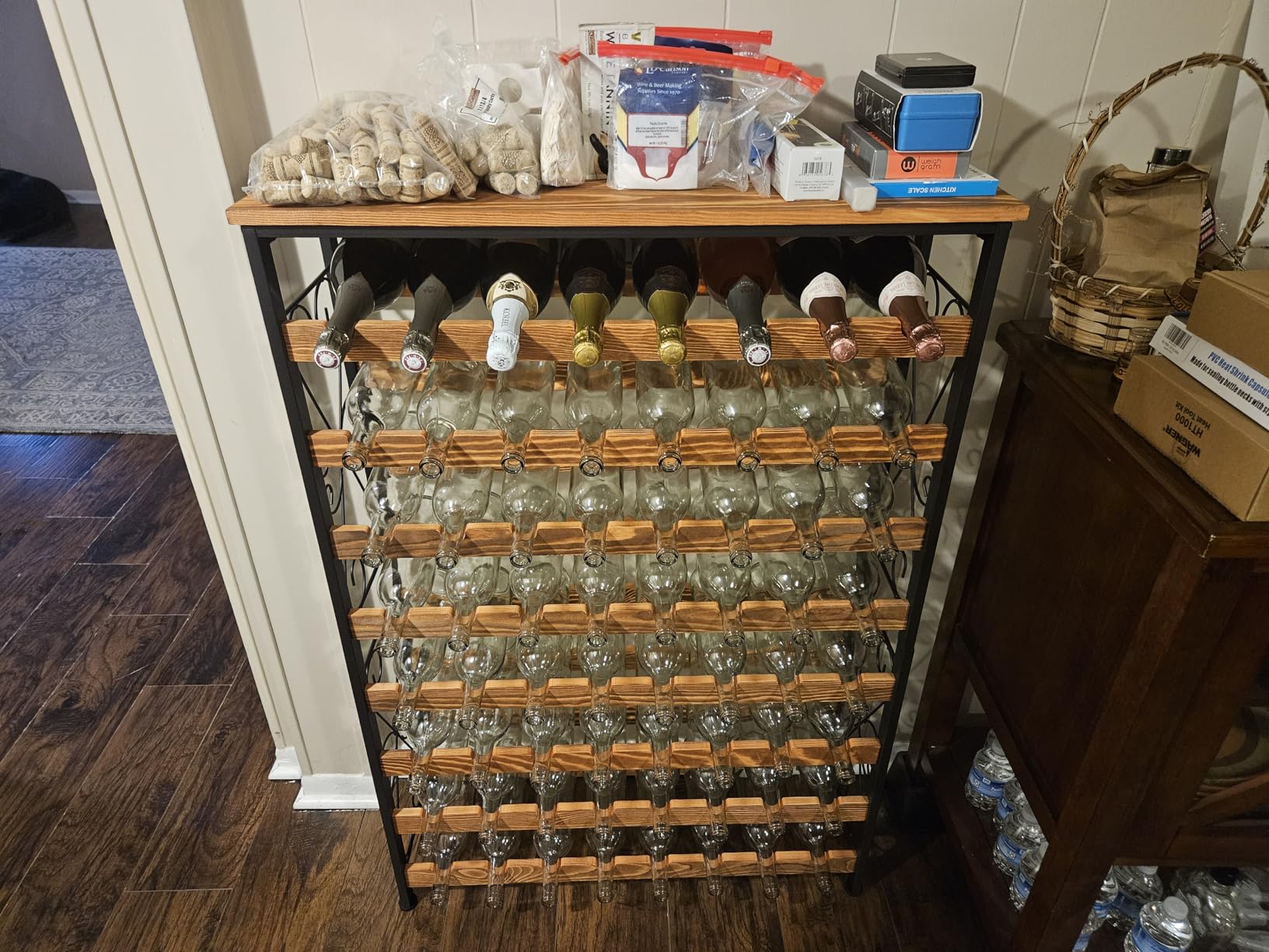 Sonyabecca 48 Bottle Wine Rack Freestanding Floor with Wood Top, 8-Tier Wine Storage Shelf with Serving Station, Wine Holder for Kitchen, Bar, Dining Room, Home Bar Cabinet for Wine Bottles, No Wobble customer photo 1