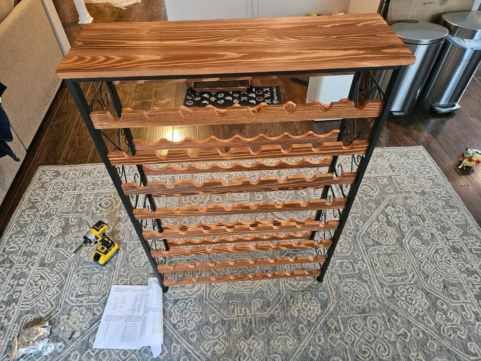 Sonyabecca 48 Bottle Wine Rack Freestanding Floor with Wood Top, 8-Tier Wine Storage Shelf with Serving Station, Wine Holder for Kitchen, Bar, Dining Room, Home Bar Cabinet for Wine Bottles, No Wobble customer photo 2