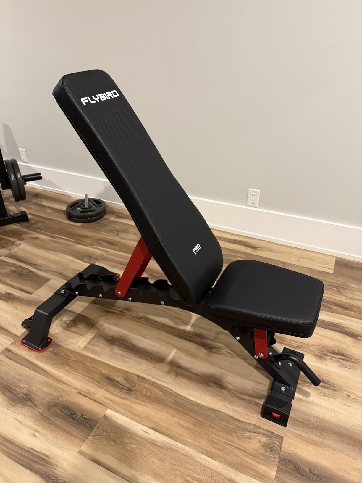 FLYBIRD WB7 Weight Bench, 1300LBS Commercial Adjustable Weight Bench, Workout Bench for Home Gym, Flat Incline Bench Press Heavy Duty Bench with 34'' Extra-Long Backrest and Easy-Roll Wheels customer photo 2
