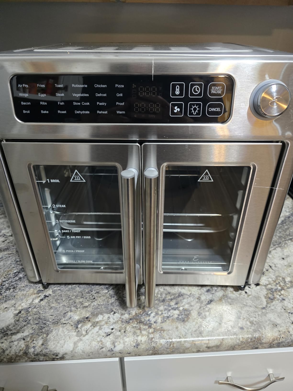Emeril Lagasse 26QT French Door Multi-Function Air Fryer Toaster Oven | 26QT air fryer oven with French doors, 24 cooking functions, dual-speed fan and rotisserie for easy family meals. customer photo 2