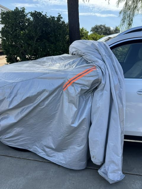 EzyShade Car Cover Waterproof All Weather. See Vehicle Size-Chart. Size A4 | Multi-Layer Outdoor Car Covers for Automobiles. Rain Sun Snow UV Dust Protection. Sedan, Hatch, SUV, Truck - See Size Chart customer photo 1