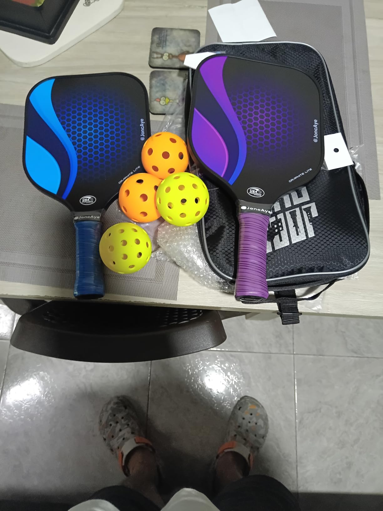 JoncAye Pickleball Paddles Set of 4 or 2 Fiberglass Rackets USAPA Approved | Lightweight Pickle Ball Equipment, 4 Outdoor Indoor Balls, Racquet Bag, Overgrip, for Beginners, Adult, Youth, Men & Women customer photo 2