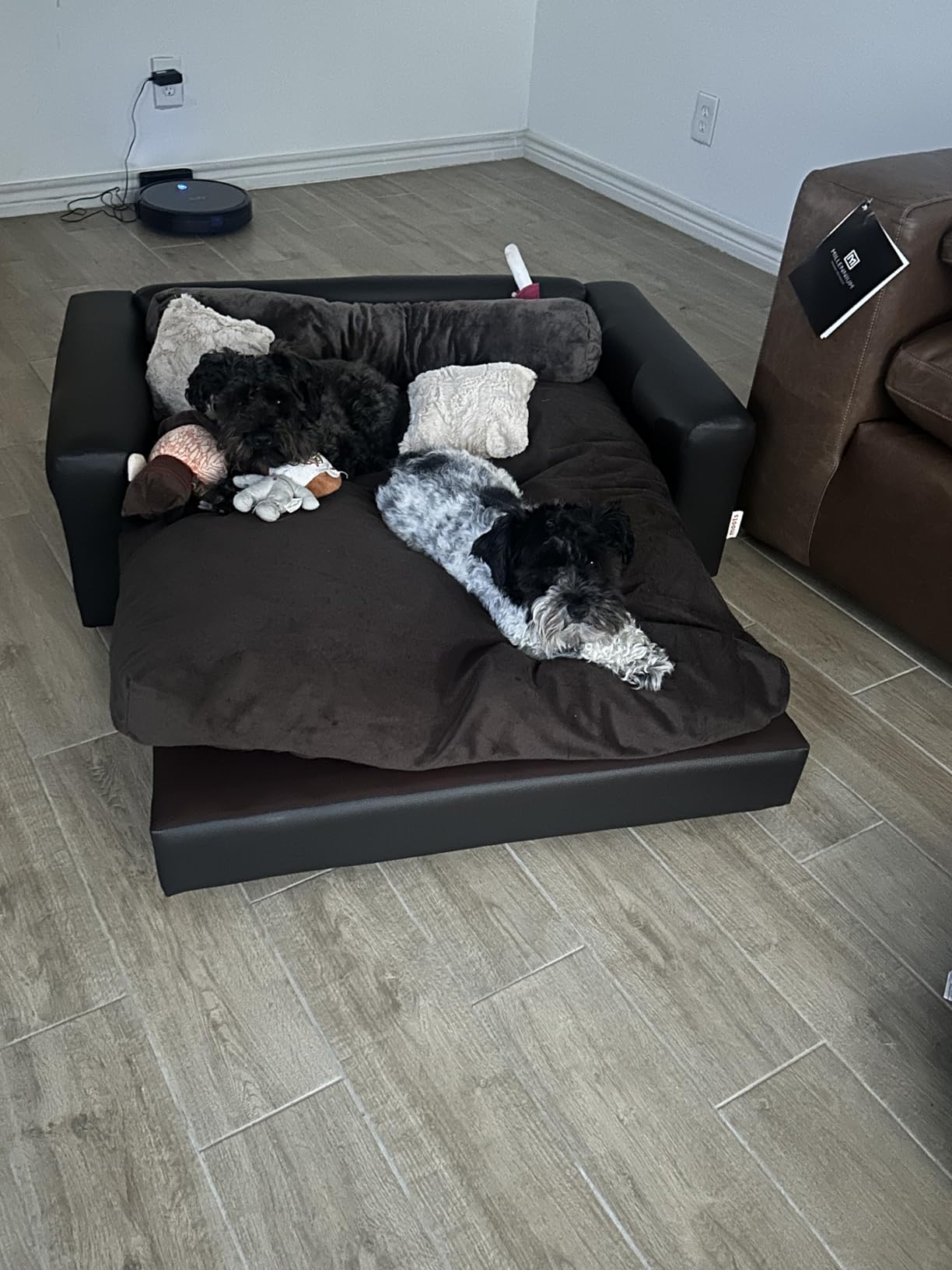 Moots Premium Leatherette Pets Sofa, Espresso, Medium/Large customer photo 2