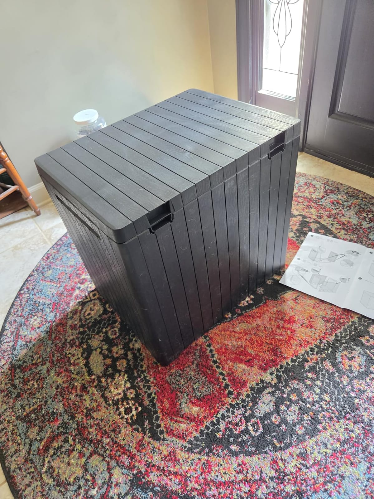 Keter City 30 Gal Outdoor Storage Box and Patio Side Table | Grey, Resin, Compact, Weatherproof, Lockable, Easy Assembly, Organization, Pool Accessories Storage customer photo 2