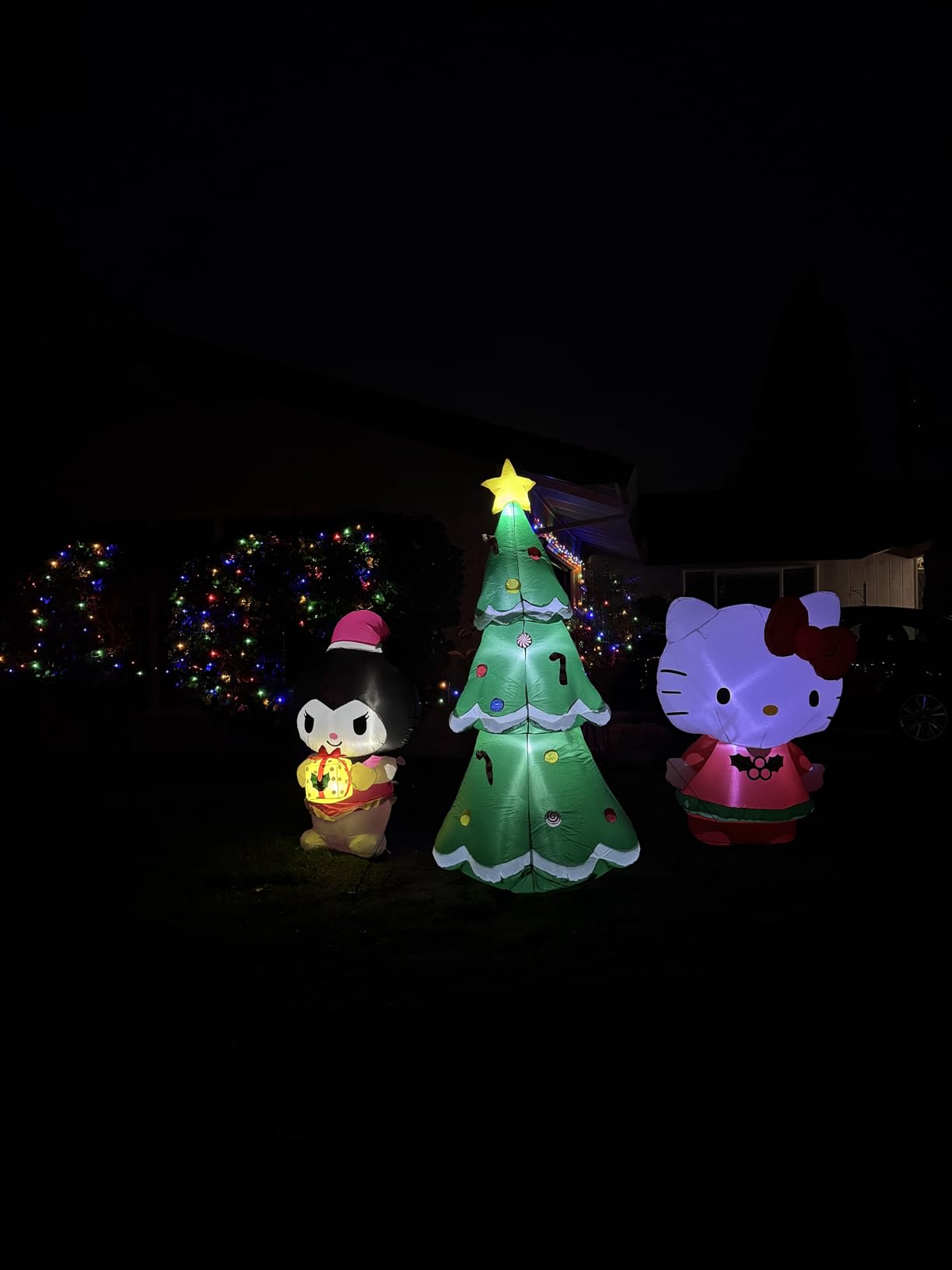 7 FT Tall Christmas Inflatables Tree Decorations Outdoor, Blow up Christmas Tree Yard Decor with LED Lights Star Treetop & Colorful Candy for Xmas Holiday Party Indoor Garden Patio Display Hall Lawn customer photo 1