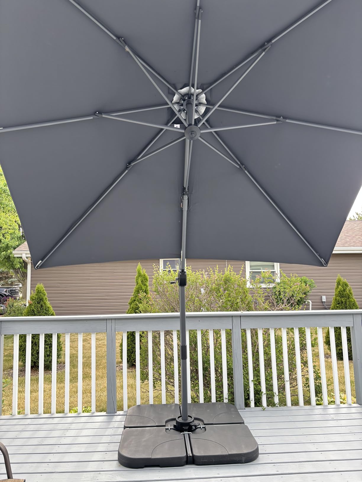 PURPLE LEAF Patio Umbrella 9' x 11.5' Rectangle All-Day Shade Control Navy | Large Cooling Shade, Fade Resistant, 5 Tilt Angle, Aluminum handle Smooth action, 360° Shade Freedom, 99% UV Protection customer photo 2