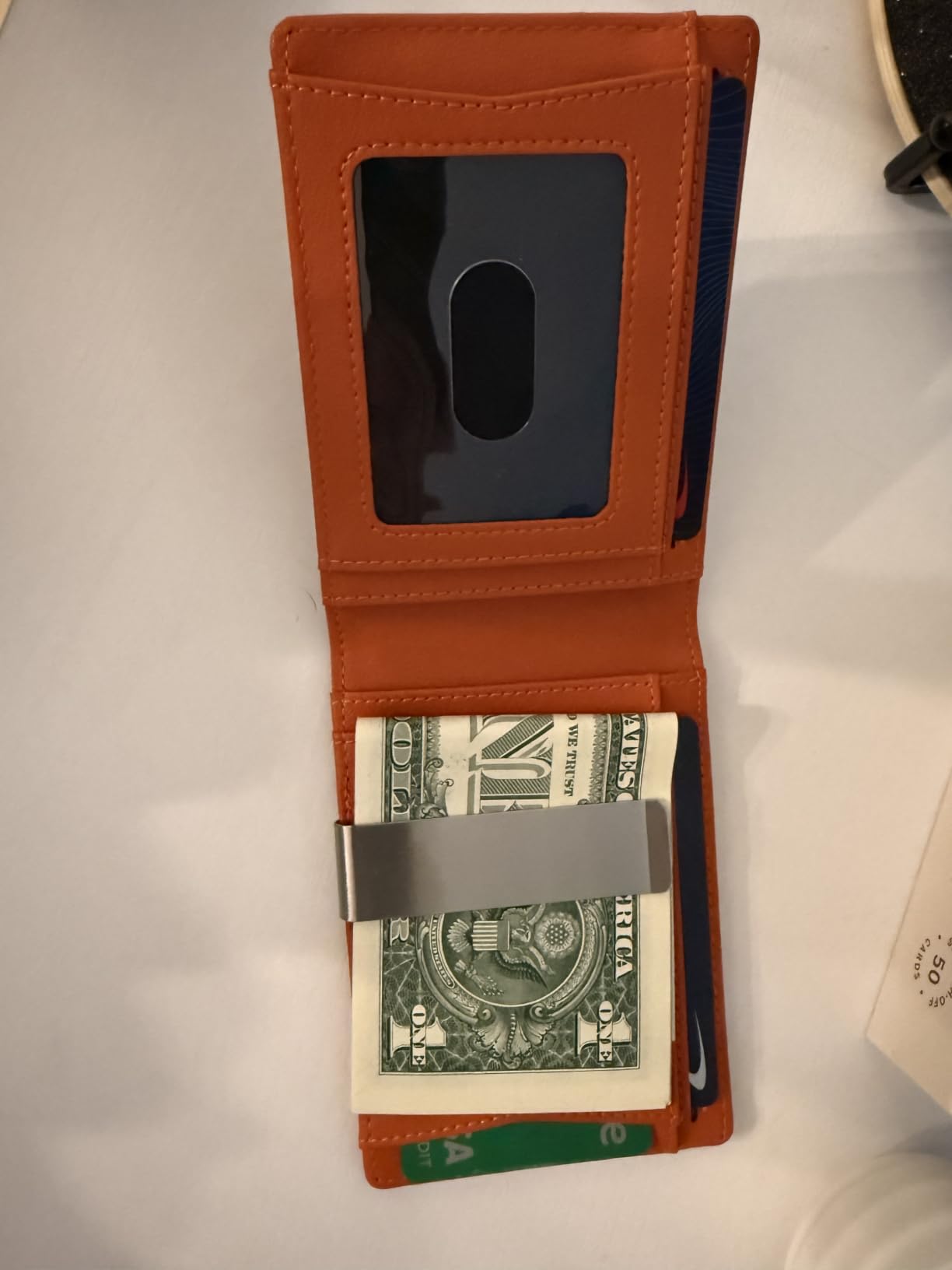 RUNBOX Slim Wallet for Men - RFID Blocking Leather Bifold with Money Clip customer photo 2