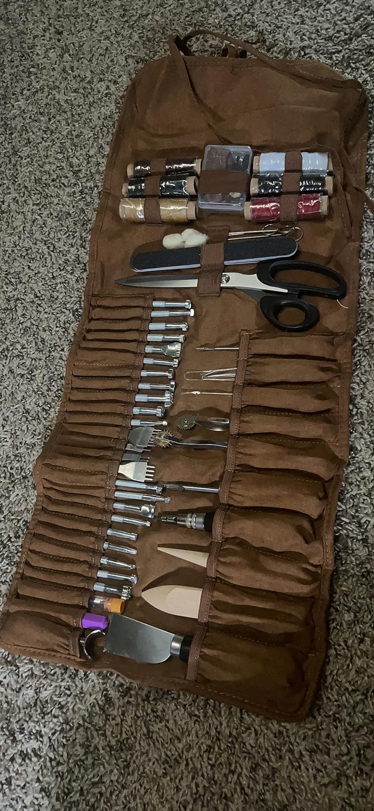 TLKKUE Leather Working Tools Leather Craft Tools for Carving Stamping | Sewing Punching Cutting with Custom Storage Bag Professional Tooling Kit for Crafting, Repair & DIY Projects customer photo 2