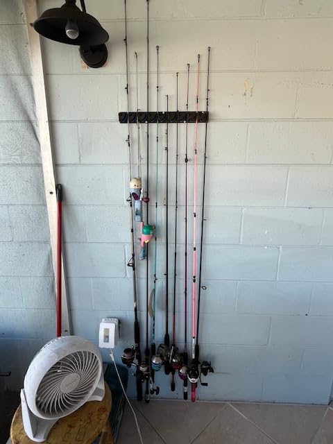 PLUSINNO V9 Vertical Fishing Rod Holder, Wall Mounted Fishing Rod Rack, Fishing Pole Holder Holds Up to 9 Rods or Combos customer photo 2