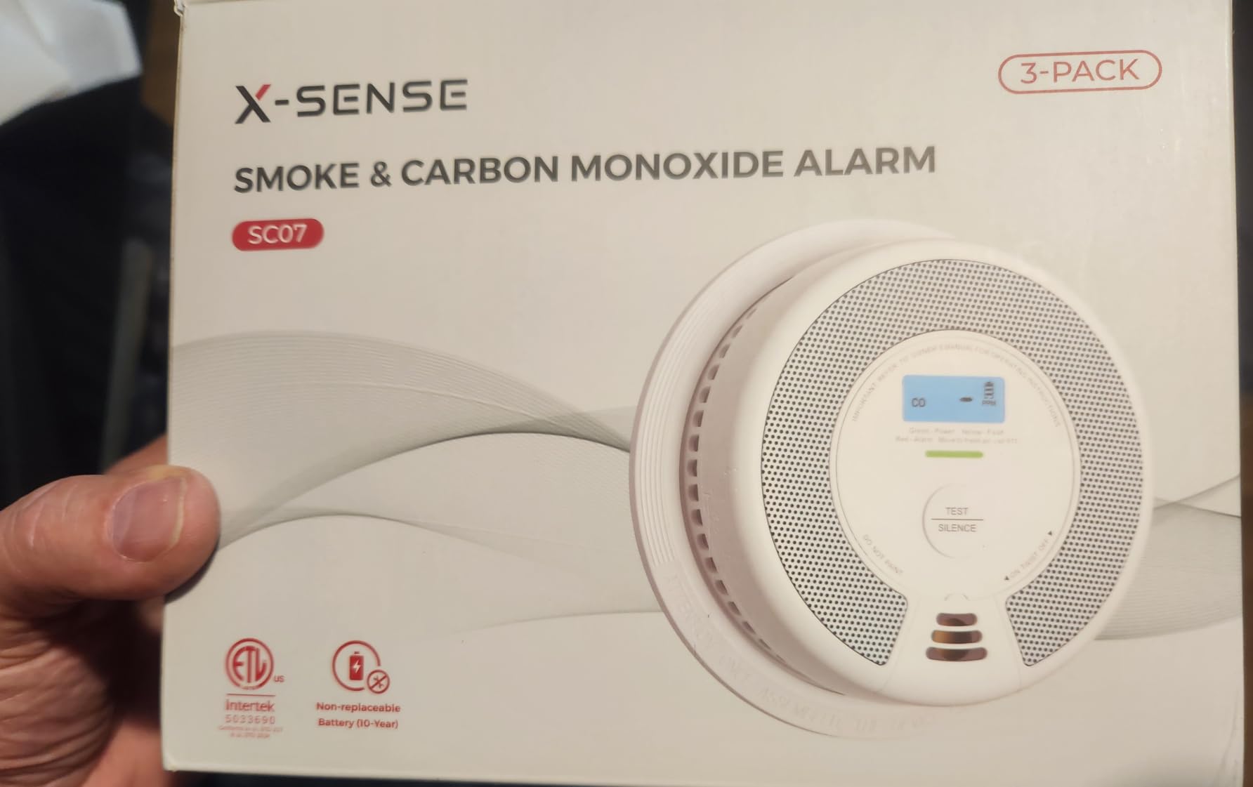 X-Sense Smoke Detector Carbon Monoxide Detector Combo, SC07, 1-Pack | 10-Year Sealed Battery (Not Hardwired), 2-in-1 Smoke & CO Detection, LCD Display, UL 217 & UL 2034 Certified customer photo 2
