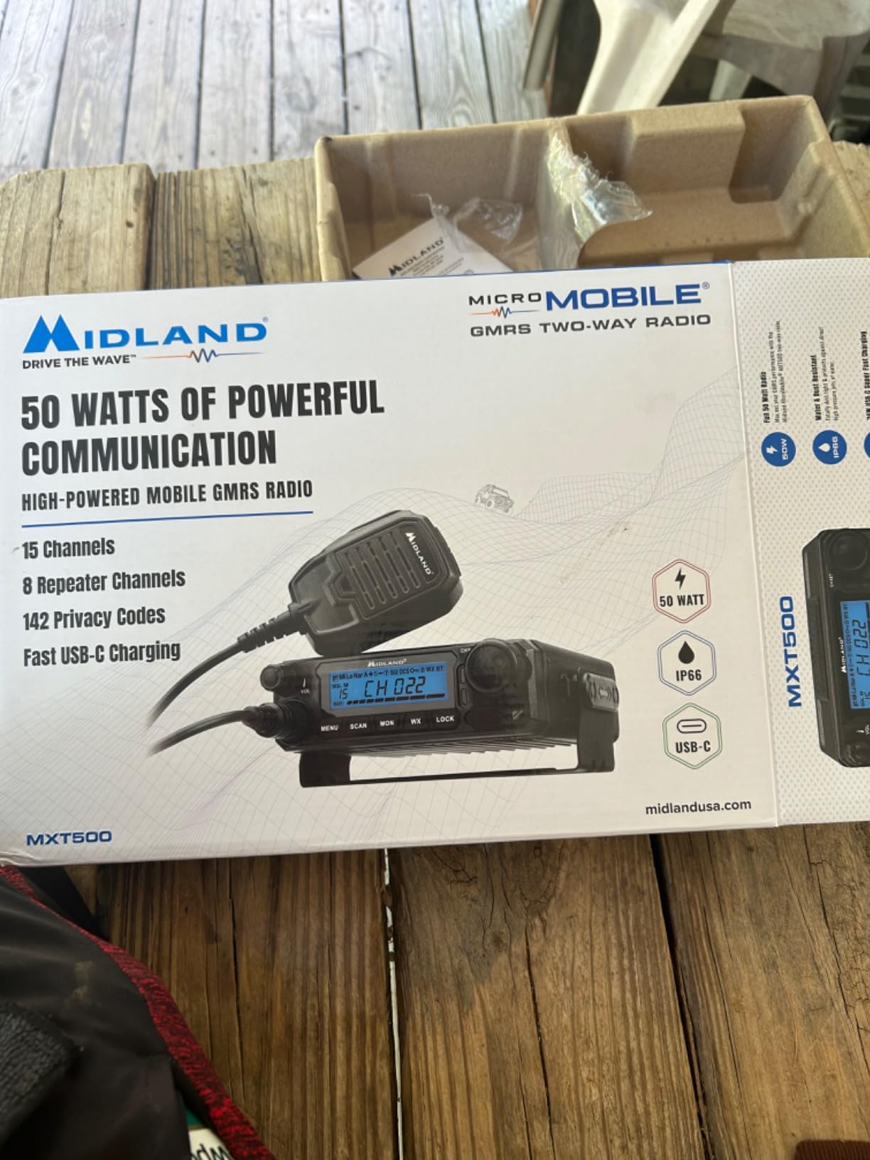 Midland MXT500 50W IP66 MicroMobile GMRS Two-Way Radio | Integrated Control Microphone, 128 Channels, 8 Repeater Channels, NOAA Weather Scan and Alert and 154 Privacy Codes customer photo 1