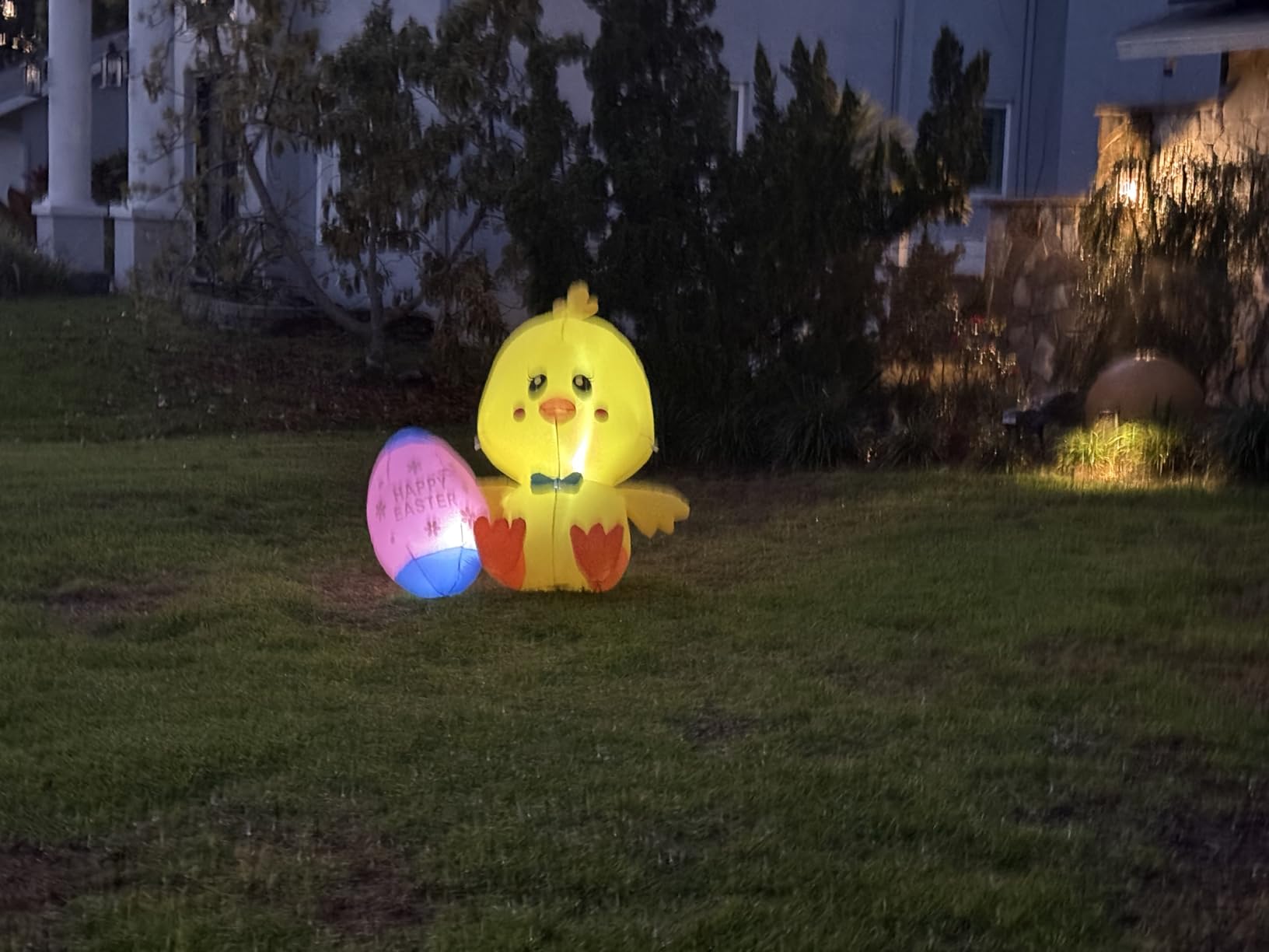 Easter Inflatable Pink Bunny Holds Happy Easter Banner Blow up Outdoor Decoration with LED Lights, Yard Garden Lawn Outdoor Decoration Front Door Holiday Decor (5 FT Easter Pink Bunny) customer photo 1