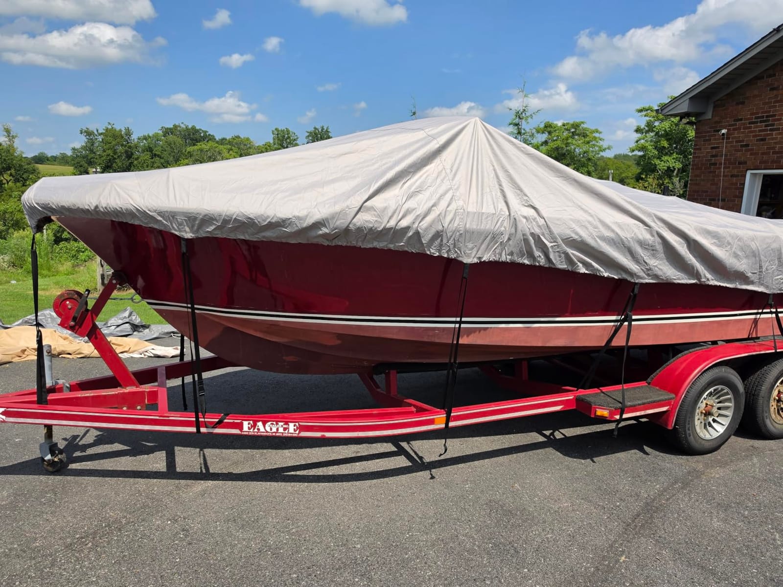 Waterproof 20-22FT Boat Cover, 1200D Heavy Duty Trailerable Cover | Marine Grade Oxford Fabric, UV & Tear Resistant, Double Stitching, Elastic Hem, Fits V-Hull/Ski Boat/Bass Boat/Fishing Boat customer photo 1