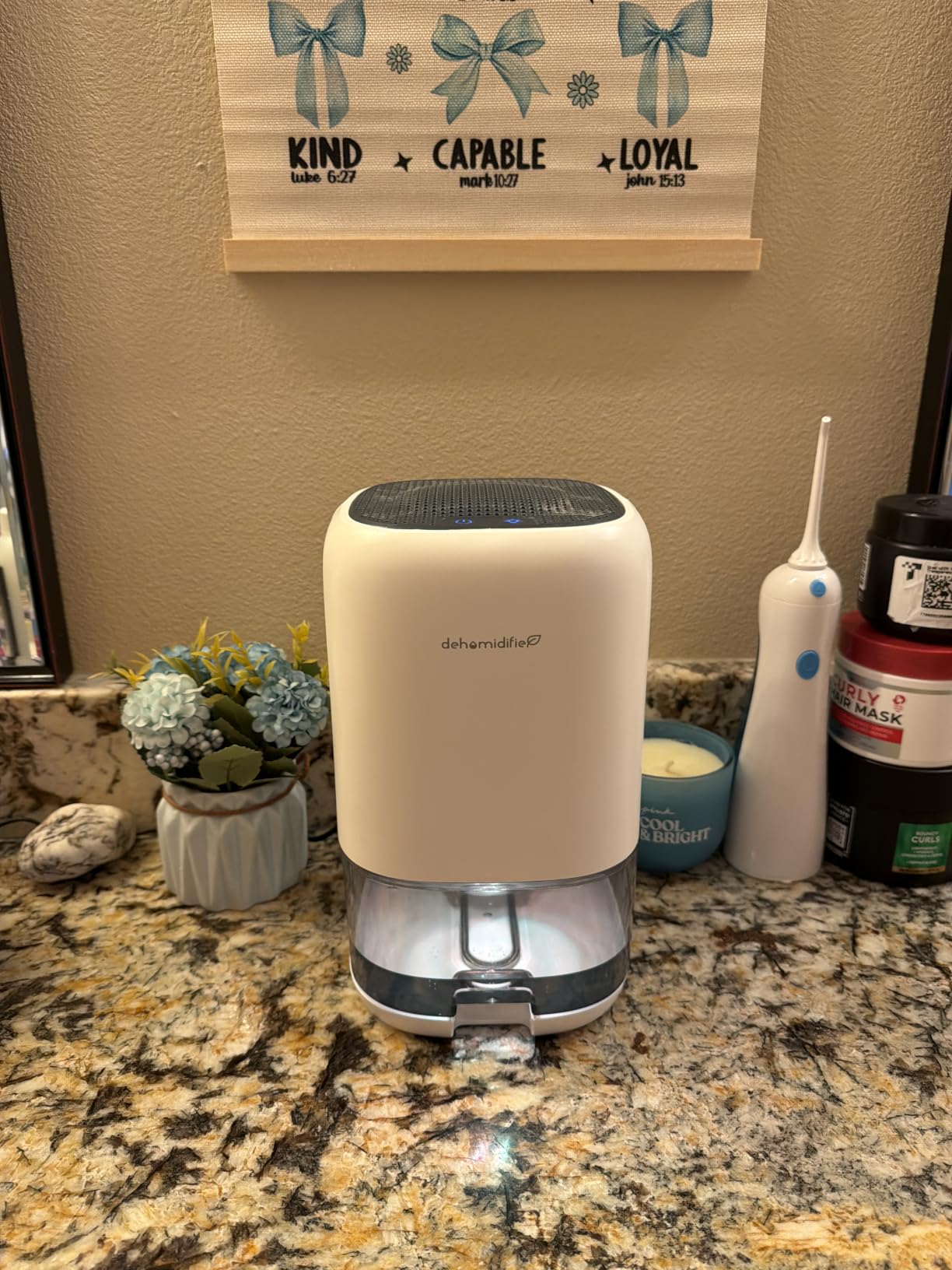 TABYIK 35 OZ Dehumidifier for Bedroom RV, Quiet with Auto Shut Off, White | 280 Sq.Ft Small Dehumidifiers for Home Bathroom Closet, 7 Color Light, 28dB Ultra Quiet, 35OZ Water Tank customer photo 1