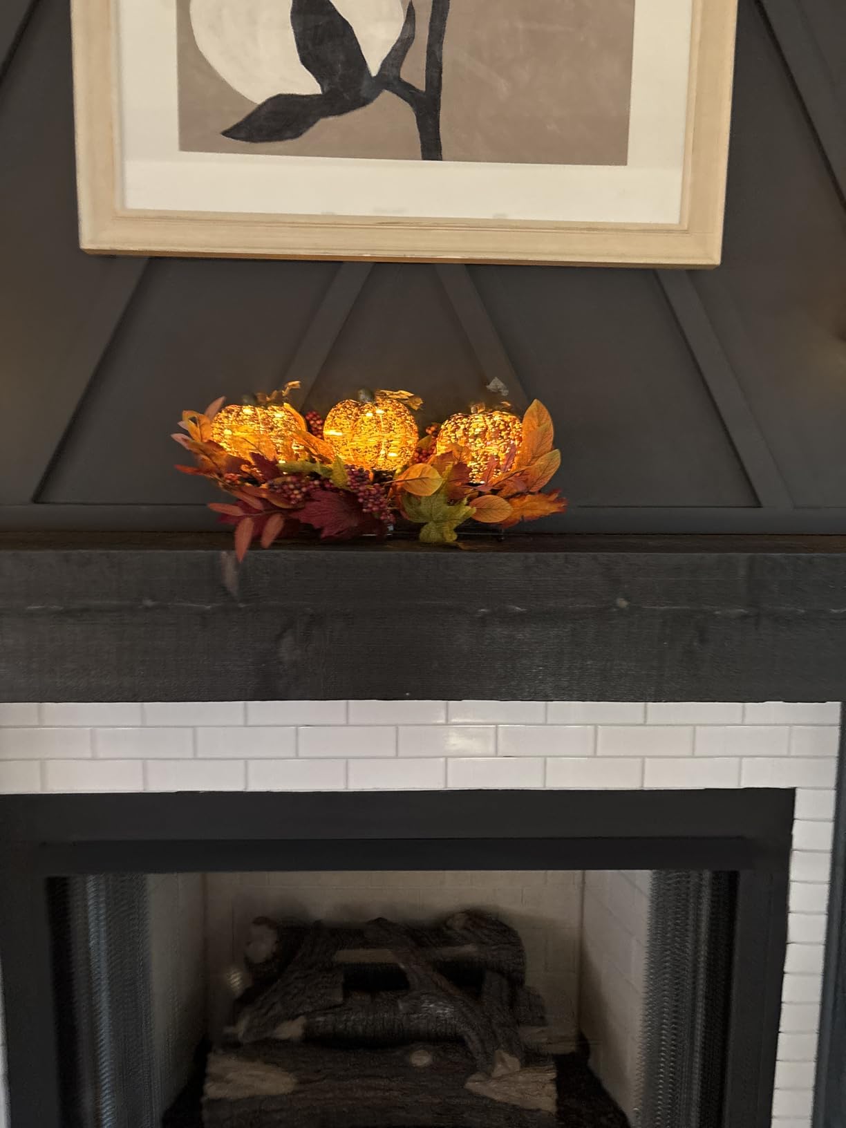 Fall Centerpiece Table Decorations, 27.5'' L Assorted Artificial Pumpkins, Pine Cones, Berries, and Autumn Leaves Harvest Table Candle Holder for Dining Table, Fireplace Mantel (Candle Not Included) customer photo 1