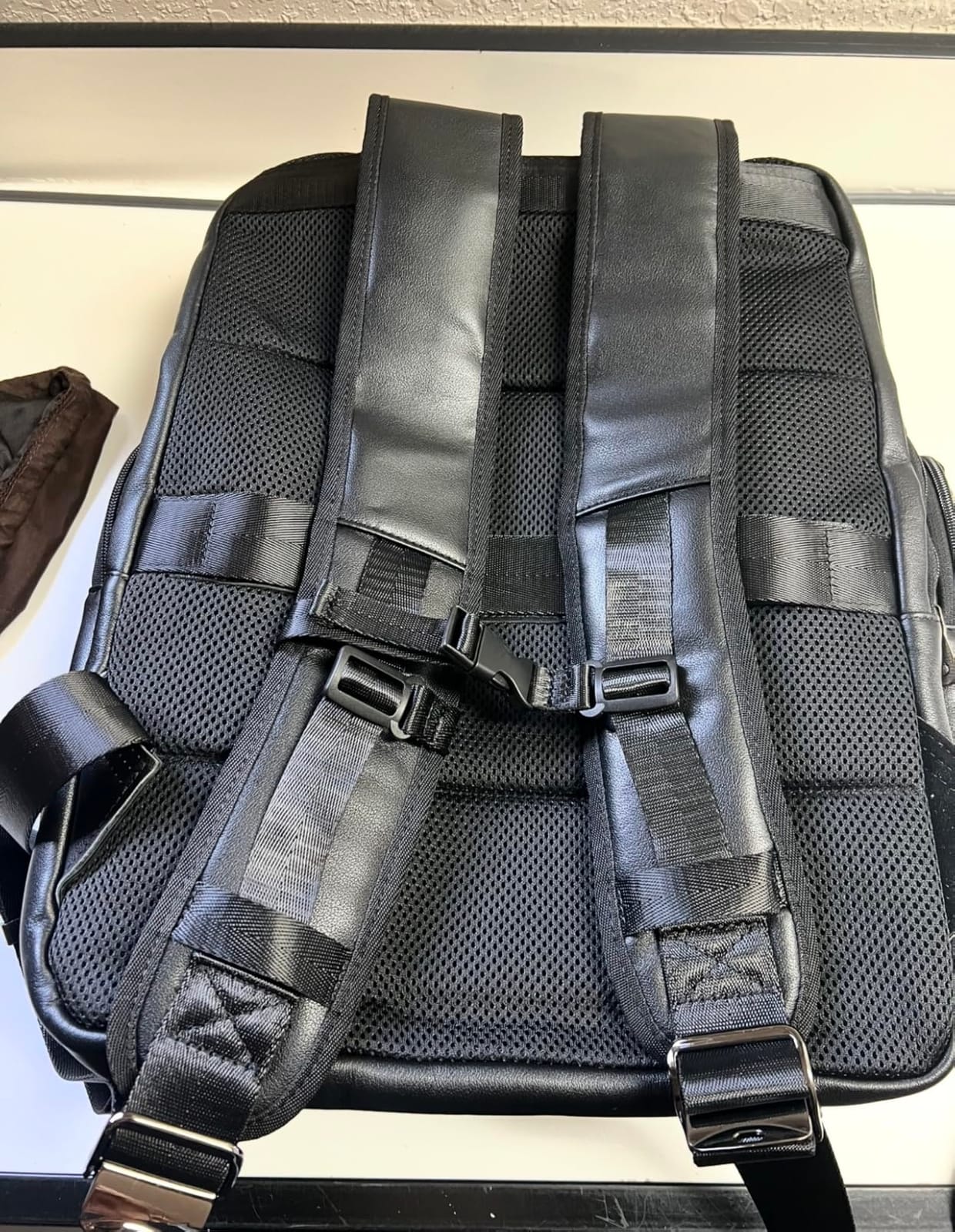 TIDING Men's Leather Office Business Travel Backpack Fits 15.6