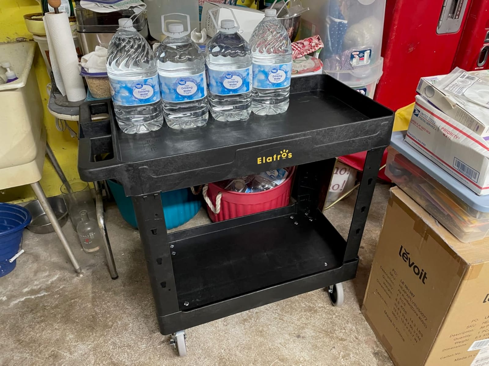 ELAFROS 2-Tier Utility Rolling Cart, 34 x 17 in, 5