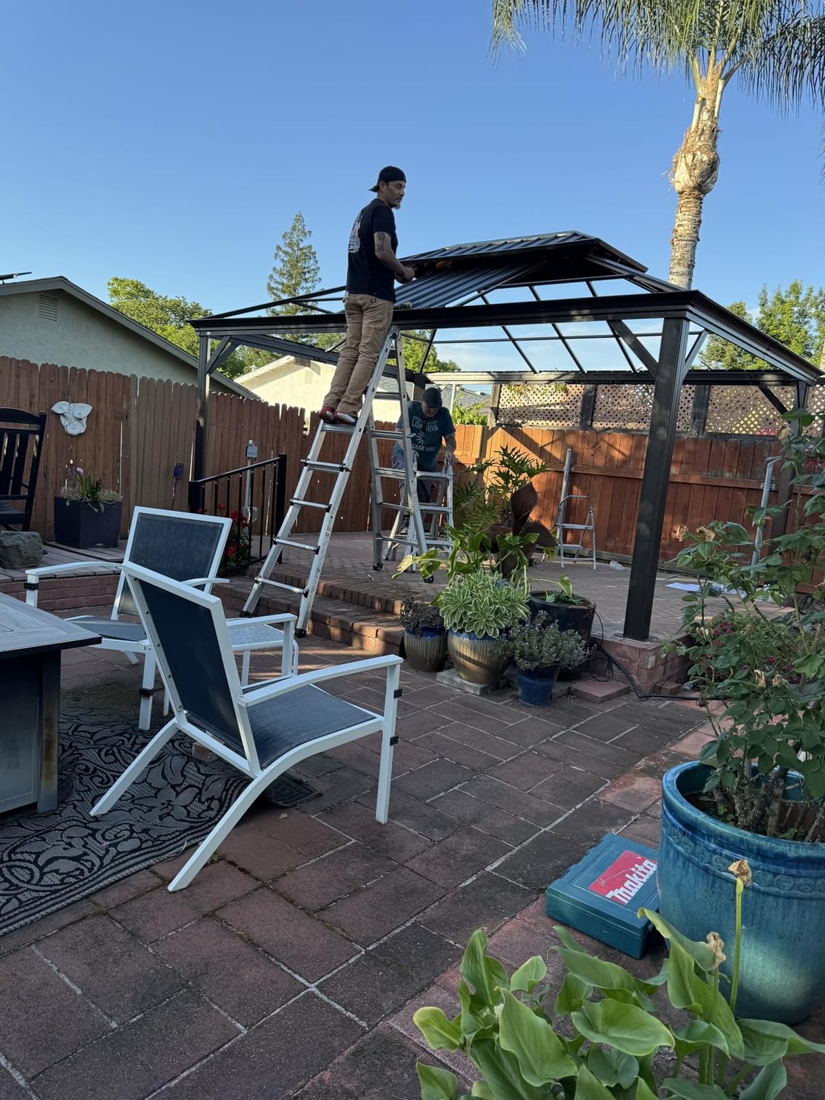 Kozyard Alexander 10' x 12' Hardtop Gazebo, Aluminum Frame | Galvanized Steel Double Roof, Outdoor Permanent Pavilion with Curtains and Netting for Patio, Backyard, Lawn, Gray customer photo 1