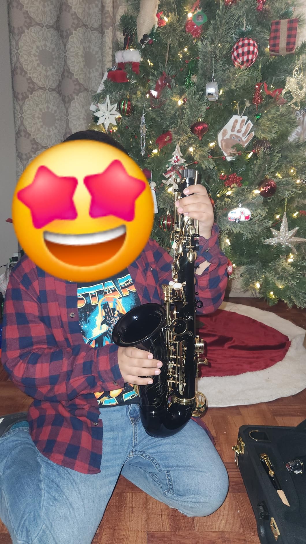 Ktaxon Alto Saxophone Drop E Brass Sax Full Kit for Student Beginner, Black | Carving Craftsmanship, Included Mouthpiece, Carrying Case, Gloves, Cleaning Cloth Bar, Shoulder Strap, and Reed customer photo 1