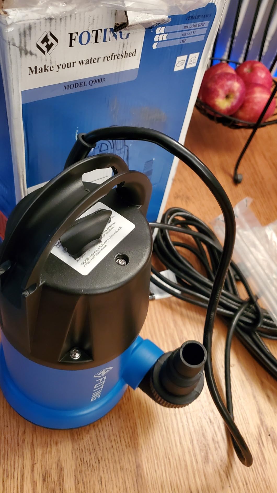 FOTING Sump Pump 1HP Clean/Dirty Submersible Water Pump,4600GPH Utility Pump Thermoplastic Electric Portable Transfer Water Pump for Swimming Pool Pond Basement with 10ft Power Cord,Manual customer photo 1