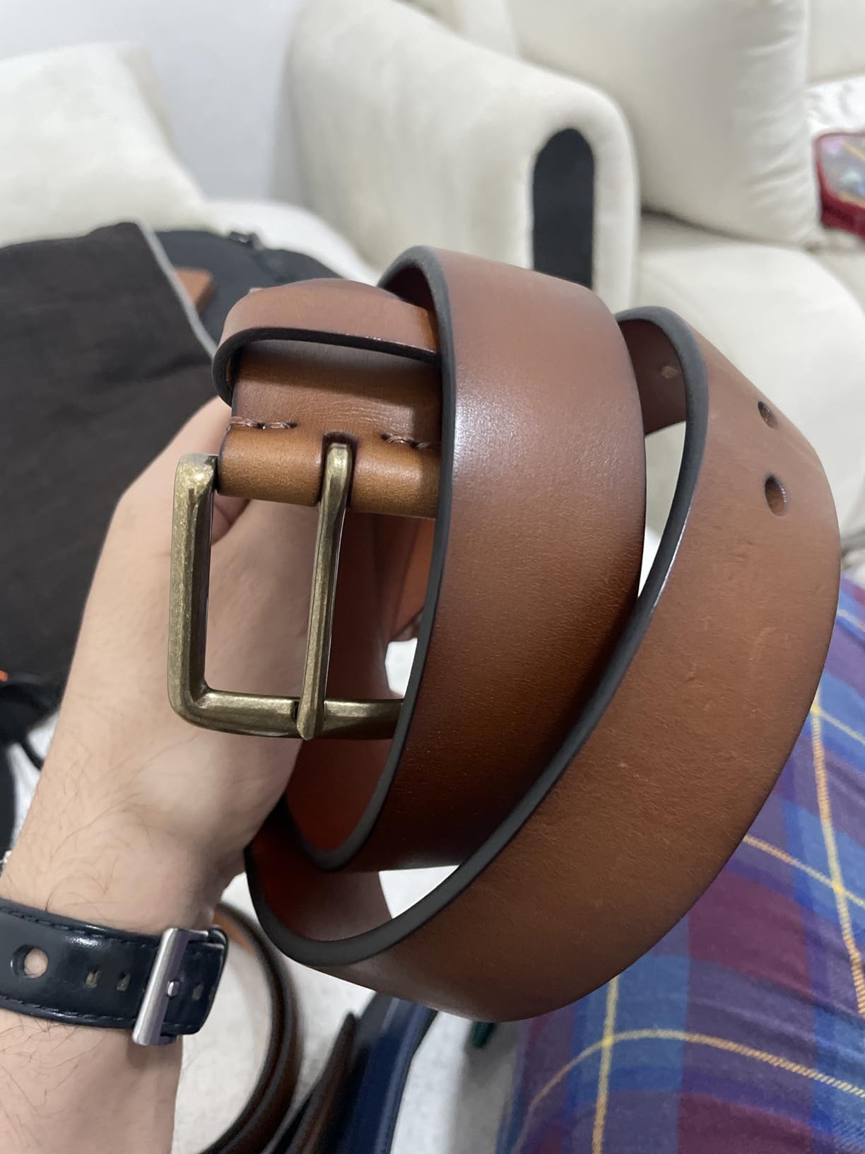 Thicken Full Grain Leather Mens Belt Heavy Duty Mens Work Belt Mens Belt High Hardness Buckle Packed In Gift Box customer photo 2