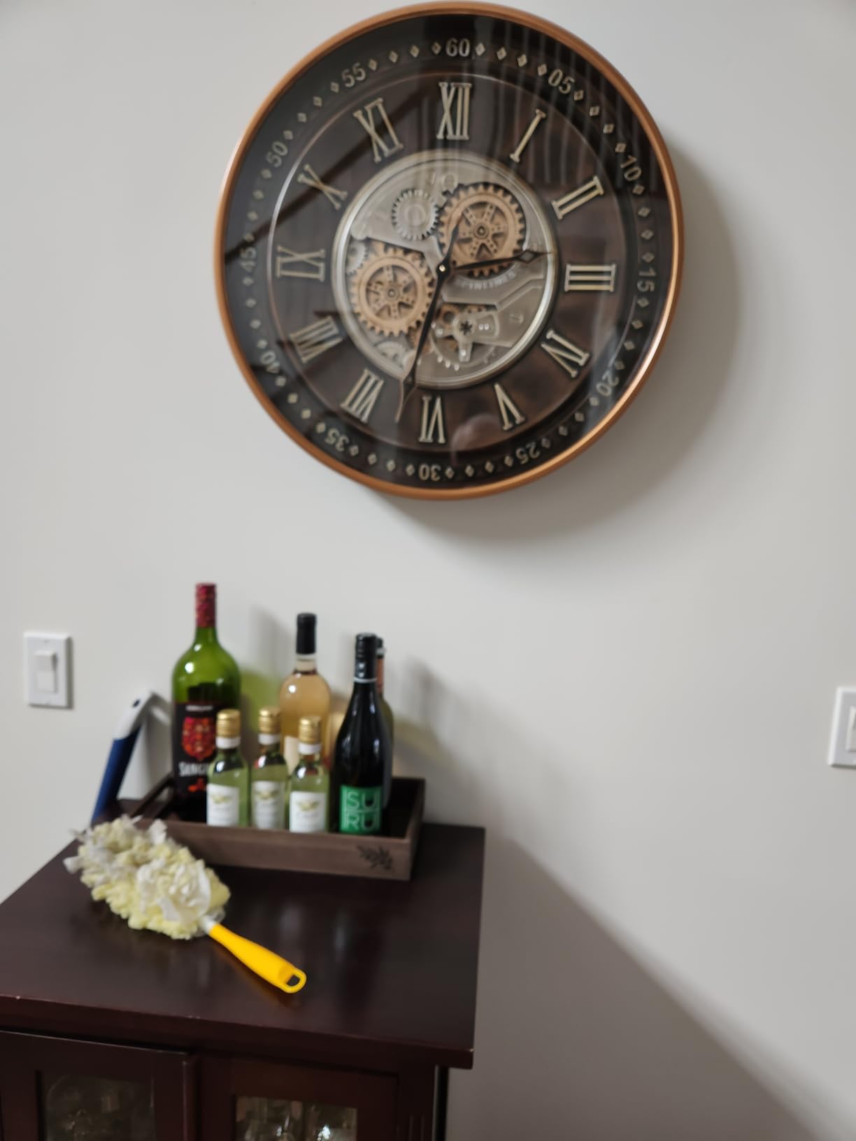 CLXEAST 24 Inch Large Moving Gear Wall Clock for Living Room Decor,Bronze | Durable Metal Case,SIilent Non Ticking, Oversized Industrial Roman Numeral Wall Clocks for Dinning Room & Home Office customer photo 2