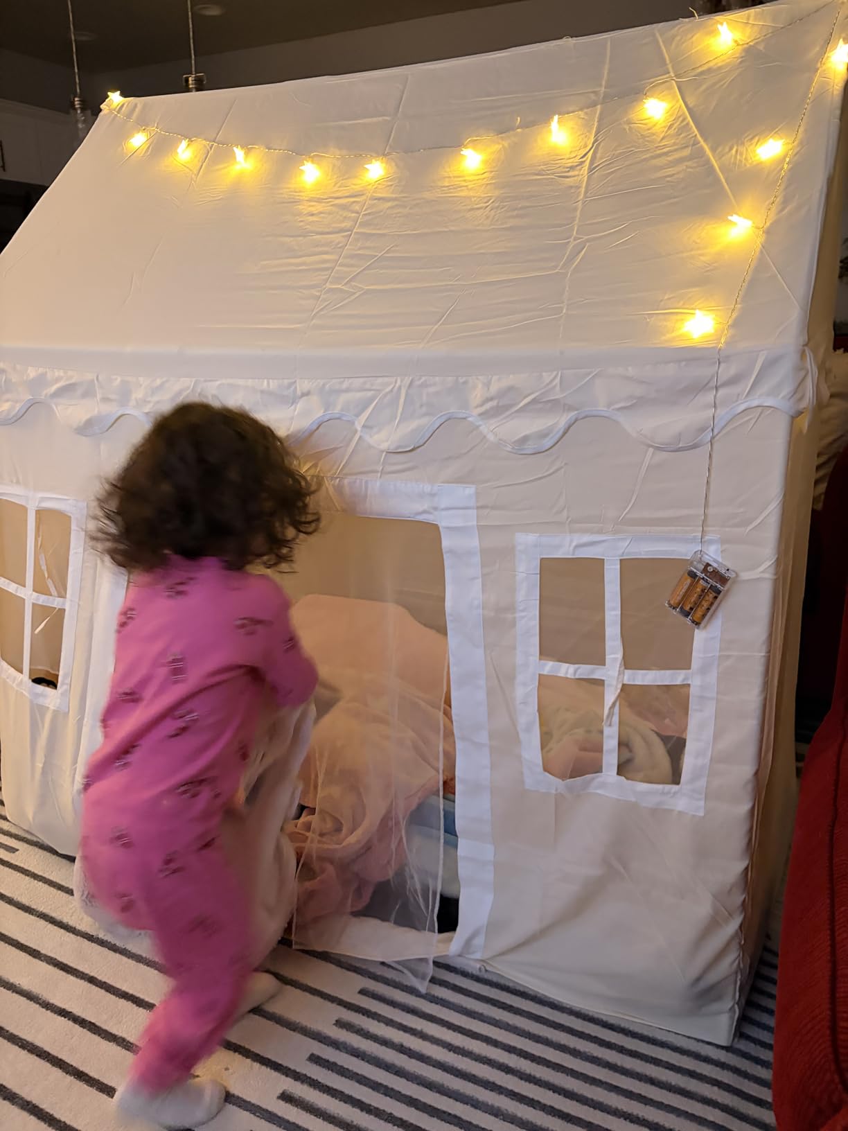 Tiny Land Kids Play Tent with Padded Mat & LED Lights, Ages 3+ | Modern Home Design, Neutral Color Indoor Playhouse, Cozy Bed Tent for Toddler, Ideal Toy Gift For Boys & Girls customer photo 2