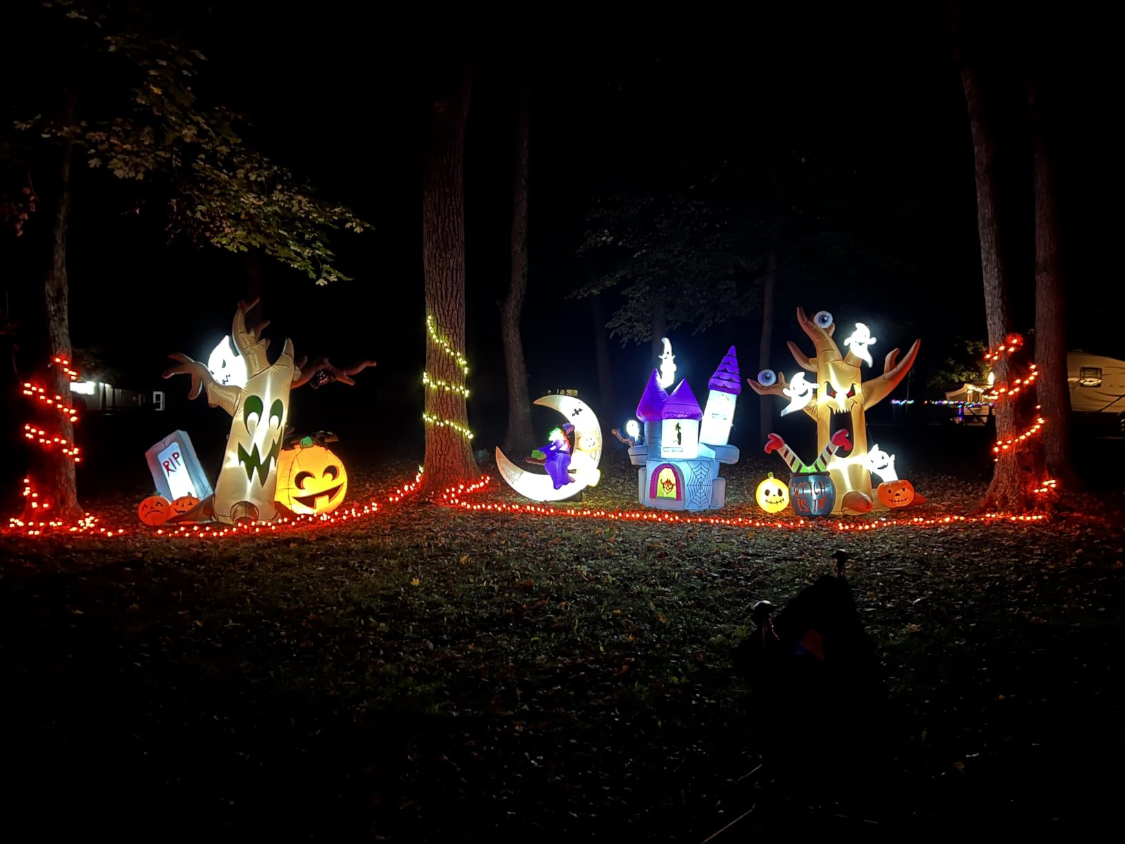 8 Ft Halloween Inflatables Outdoor Decorations - Outdoor Spooky Halloween Tree with Blow up Ghosts, Eyeballs, Pumpkins, Cauldron & Witch Legs - Built-in LED Lights for Outdoor Lawn Decor customer photo 2