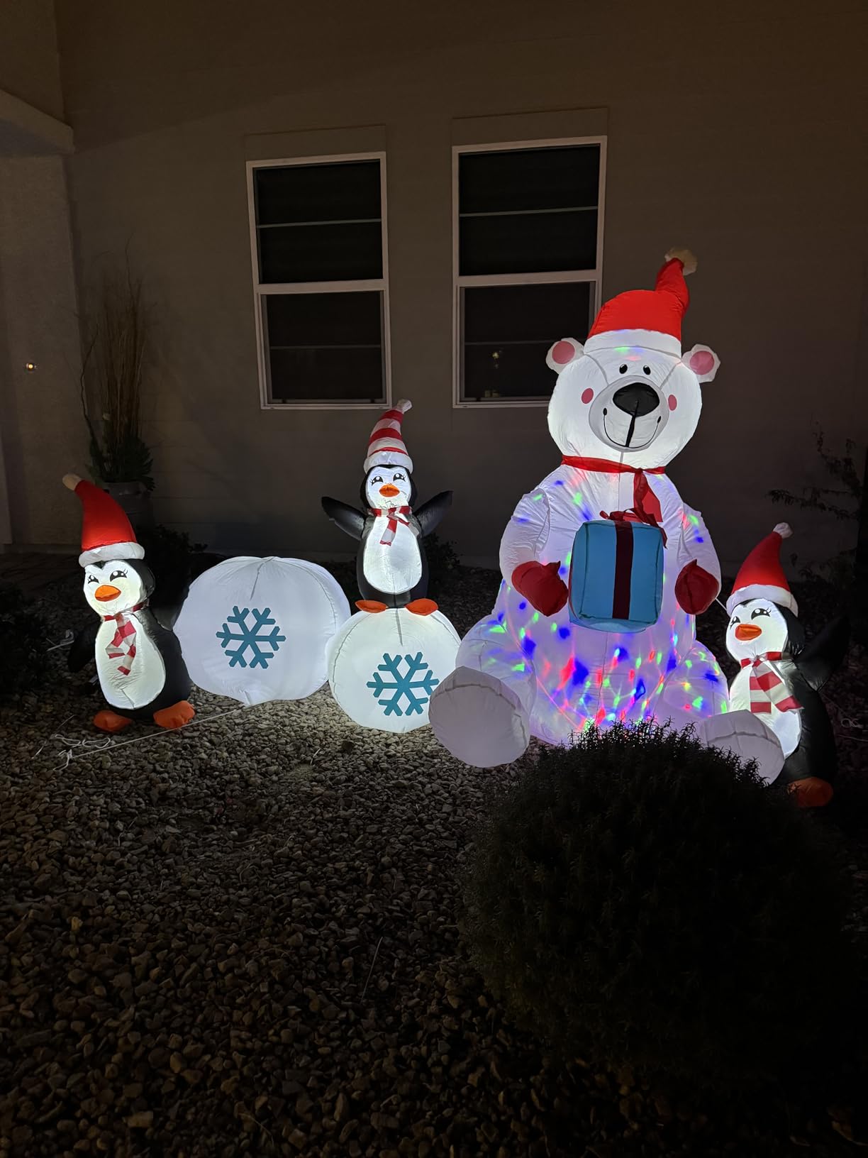 Inflatable Christmas Decorations, SHDEJTG 10FT Snowman Polar Bear Snowball Blow Up Christmas Decorations Outdoor with Colorful Rotating LED Lights, Giant Inflation for Xmas Indoor Lawn Garden customer photo 2