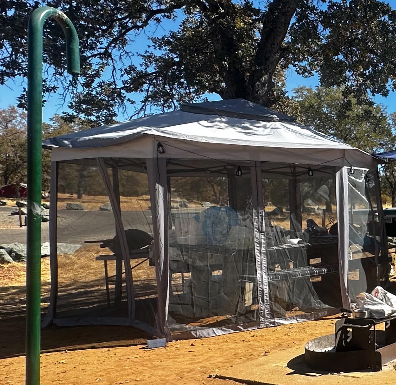 Yaheetech 13x13 Pop Up Gazebo Double-Tier w/Mesh Netting Patio Canopy Brown | UPF50+ Waterproof Pop Up Gazebo w/Mesh Netting & 4 Sandbags, Instant Shade for Backyard, Lawn, Garden and Deck Gatherings customer photo 1