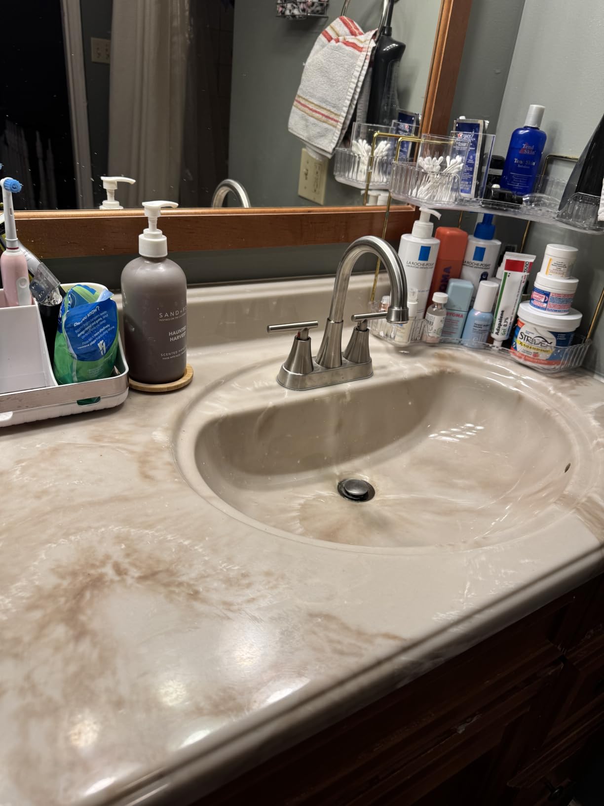 Bathroom Faucet, Hurran 4 inch Centerset 2-Handle Lead-Free, Brushed Nickel | Bathroom Sink Faucet with Pop-up Drain and Supply Lines, Stainless Steel Faucet for Vanity RV Restroom Laundry Outdoor Sink customer photo 2