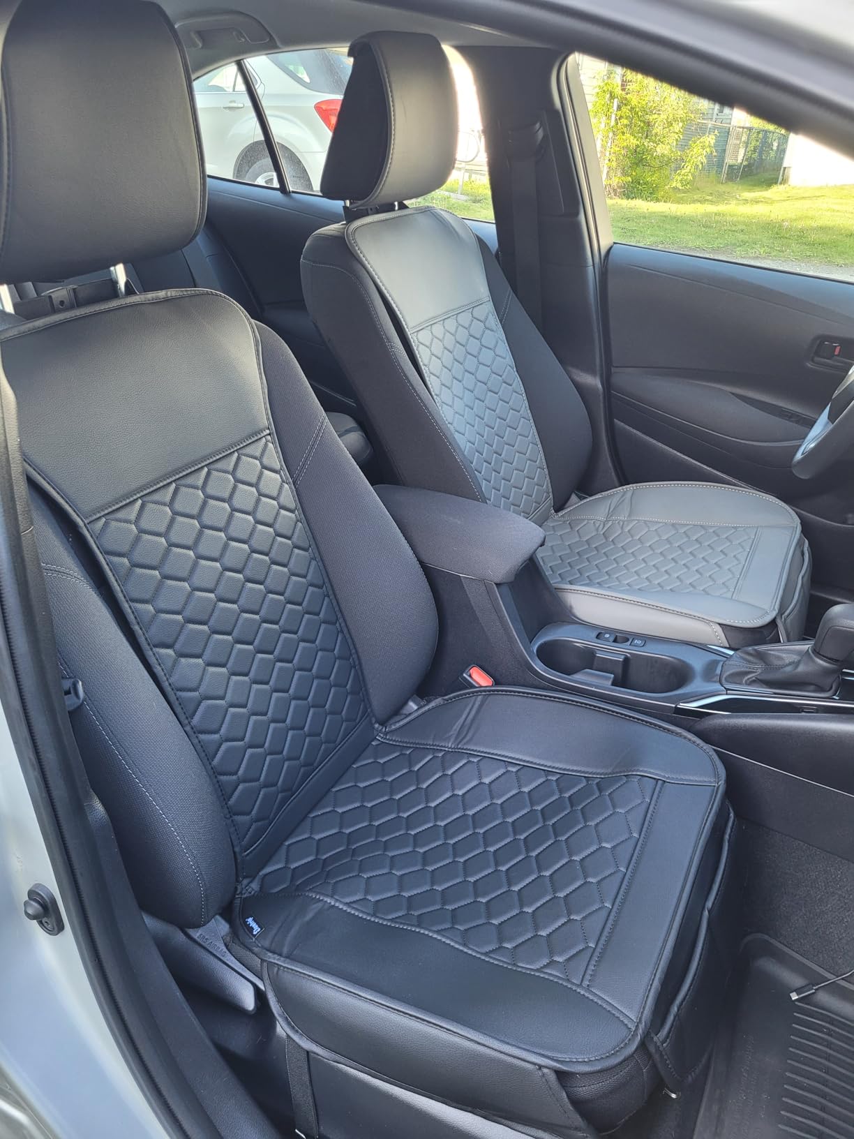 Elantrip Front Seat Covers 2PC Waterproof Faux Leather for Cars SUV Black | Soft faux leather helps protect front seats from spills, wear, and daily mess while giving your interior a cleaner look. customer photo 2