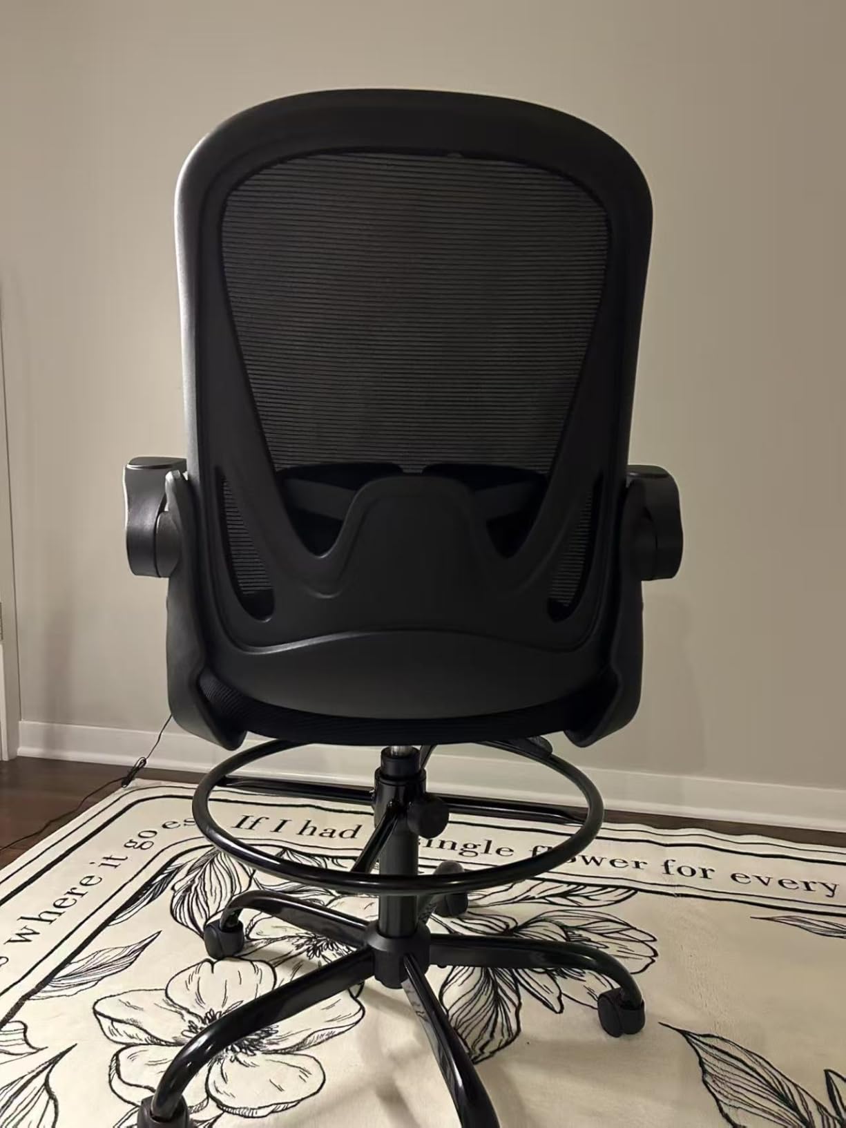 Primy Drafting Chair Tall Office Chair with Flip-up Armrests Executive Ergonomic Computer Standing Desk Chair with Lumbar Support and Adjustable Footrest Ring customer photo 1