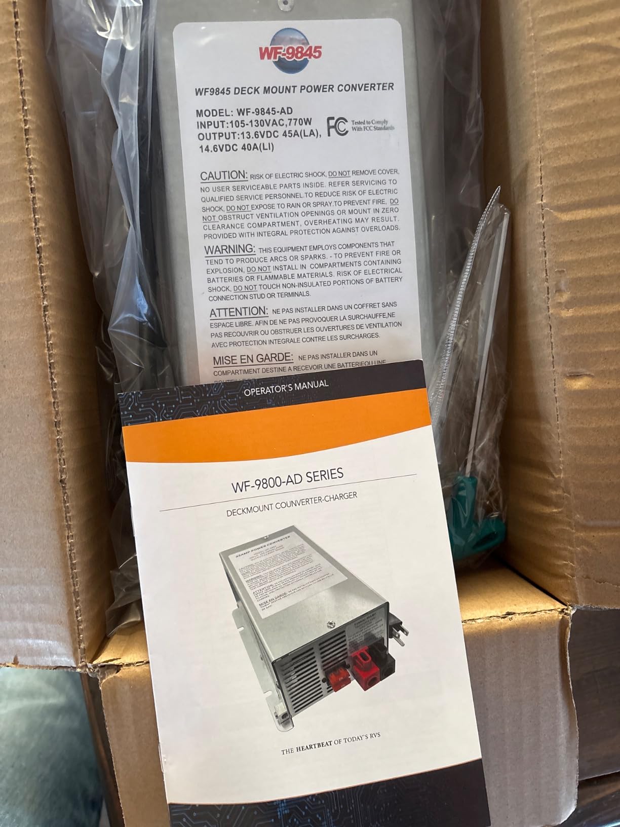 WFCO Genuine WF-9855-AD-CB RV Converter/Charger Deckmount 55Amp DC Output with Patented Auto Detect Technology Lead Acid Lithium Multi-Stage Charging customer photo 1