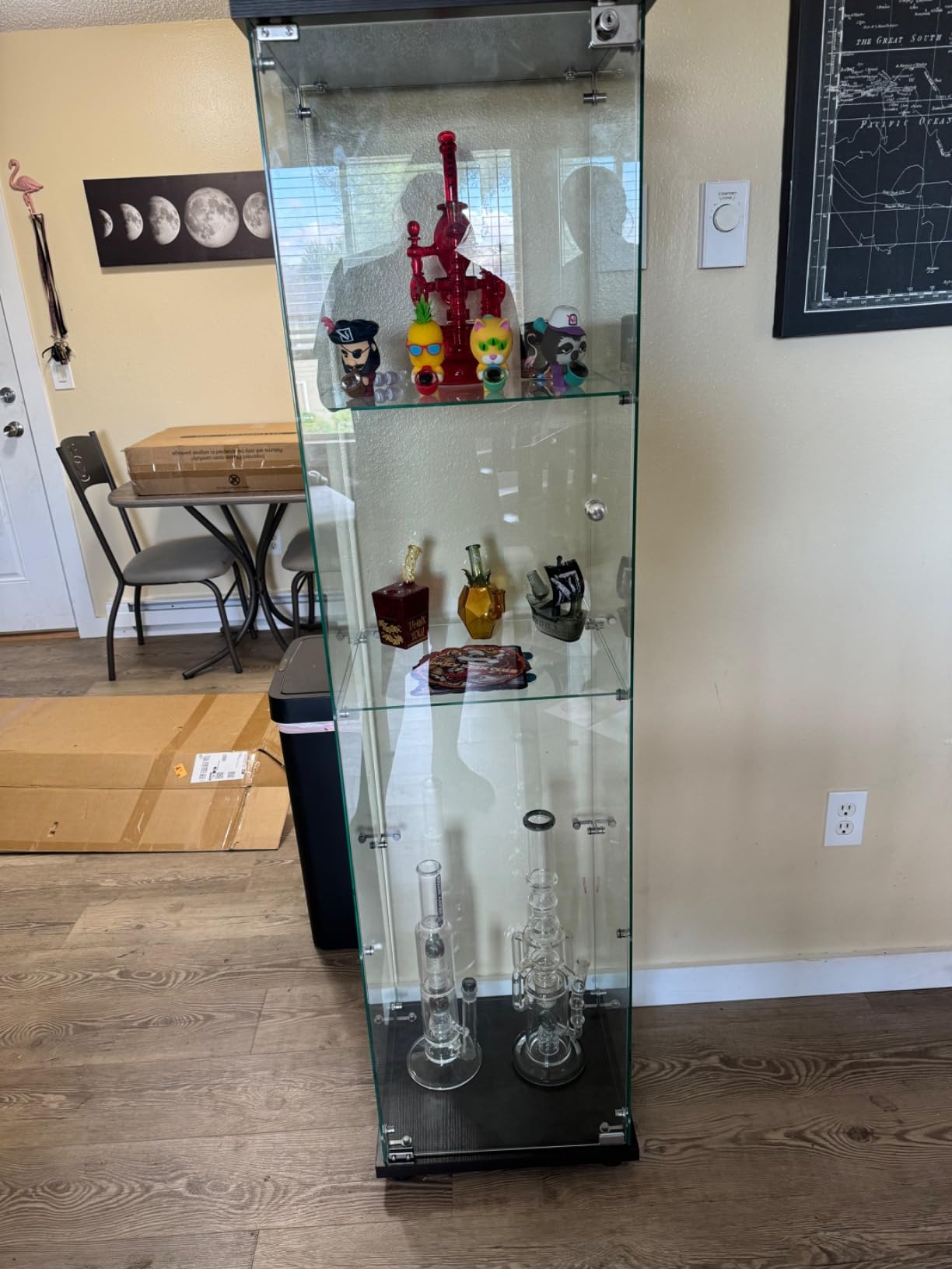 LFT HUIMEI2Y 4-Tier Glass Display Cabinet with Lock, Display Case Black | Single-Door Tempered Glass Showcase for Collectibles, Figures, and Decor; Curio Cabinet for Living Room, Bedroom, Office customer photo 2