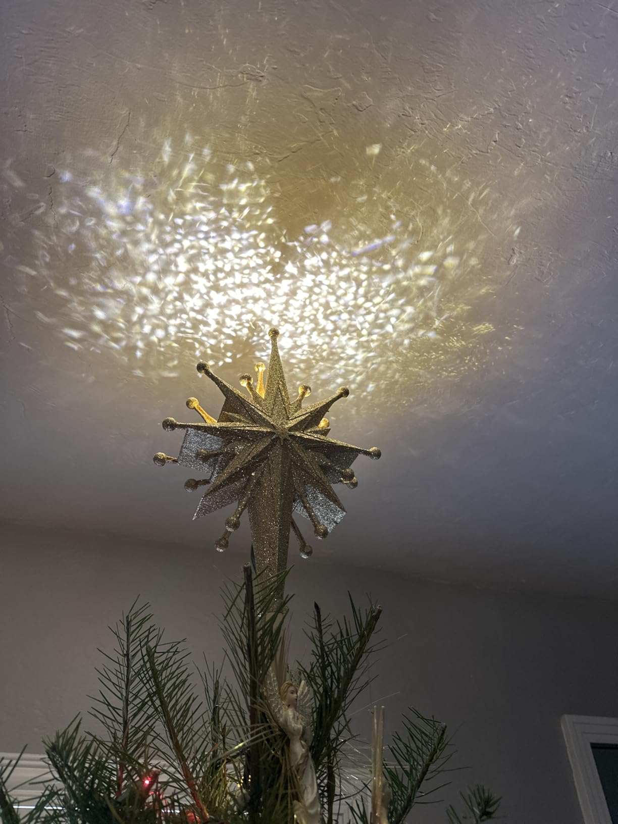 DG-Direct Christmas Tree Topper with Rotating Snowflake Projector, Silver | Rotating Snowflake Projection, Warm LED Light, 3D Hollow Design, Easy Tree Installation customer photo 1