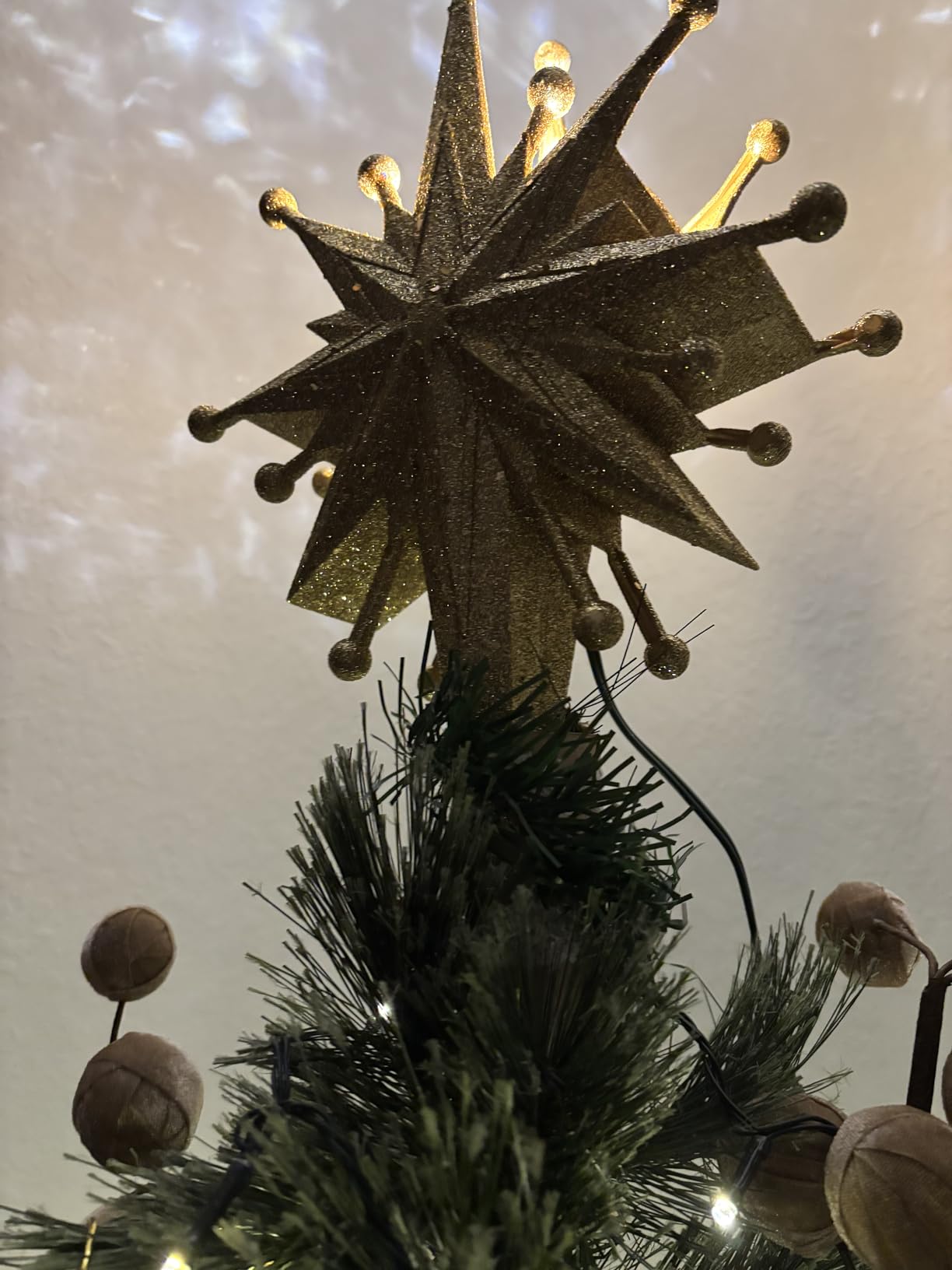 DG-Direct Christmas Tree Topper with Rotating Snowflake Projector, Silver | Rotating Snowflake Projection, Warm LED Light, 3D Hollow Design, Easy Tree Installation customer photo 2