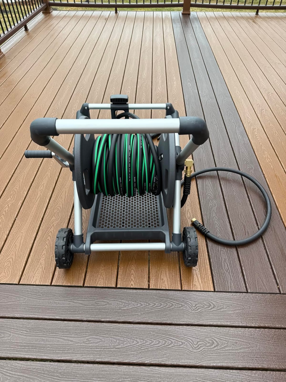 Gorilla GRS-200H Aluminum Garden Hose Reel, 200 Ft, No-Leak Brass Fittings | Rust-proof frame, Smooth winding hose guide, Upright comfort handle, Stable wide base, Durable construction for outdoor use customer photo 1