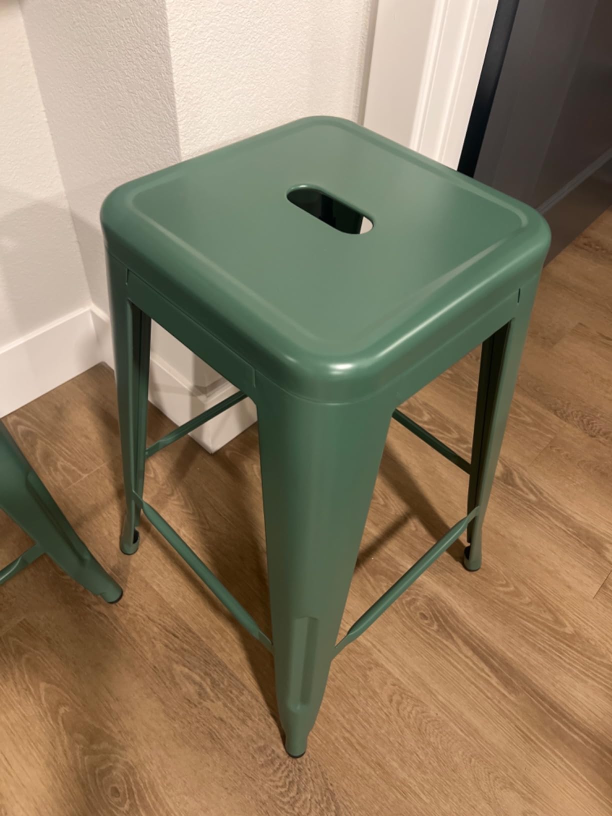 24 Inch Metal Bar Stools Set of 4, Stackable for Indoor Outdoor, Black | No Assembly, Waterproof & Rustproof, 300LBS Capacity, Space-Saving Stackable, Backless, Easy to Move, Non-Slip Feet customer photo 2