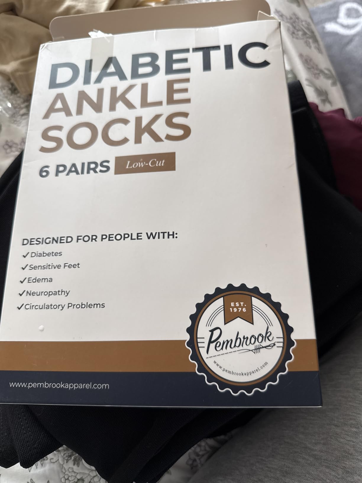 Pembrook Ankle Diabetic Socks for Women and Men - 6 Pairs, Low Cut | Neuropathy Socks, Non Binding, Breathable, Moisture-Wicking, Smooth Toe Seams, Soft Cushioning, Extra stretch customer photo 2