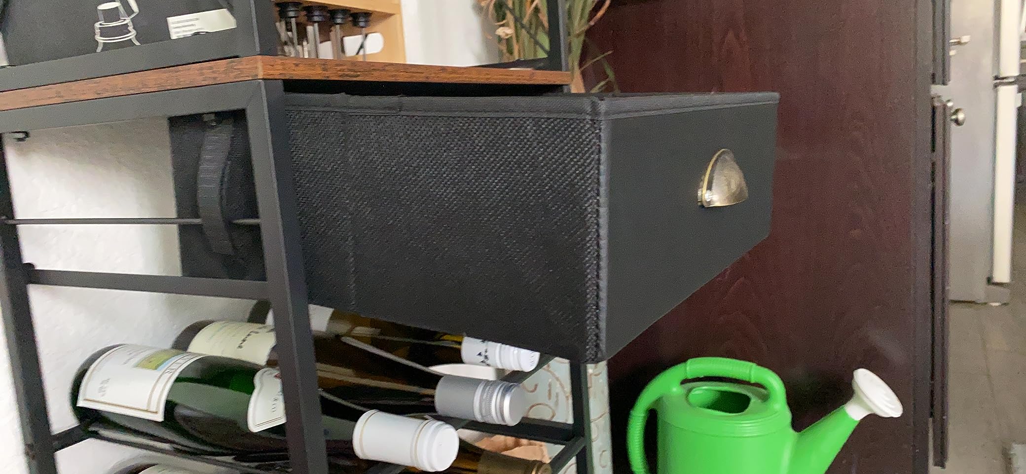 Homeiju Wine Rack Freestanding Floor, Bar Cabinet for Liquor and Glasses | 4-Tier bar Cabinet with Tabletop, Glass Holder, Storage Drawer and Wine Storage for Living Room customer photo 1