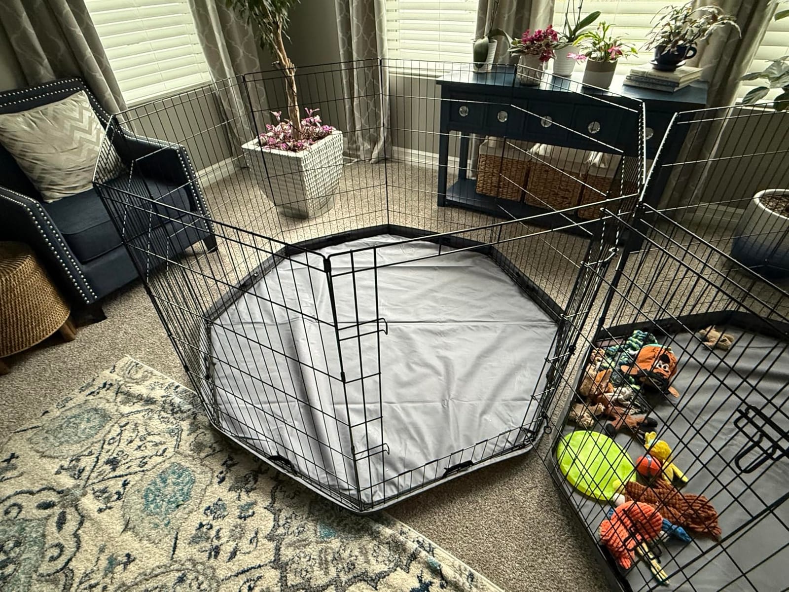 PETIME Foldable Metal Dog Exercise Pen/Pet Puppy Playpen Kennels Yard Fence Indoor/Outdoor 8 Panel 24