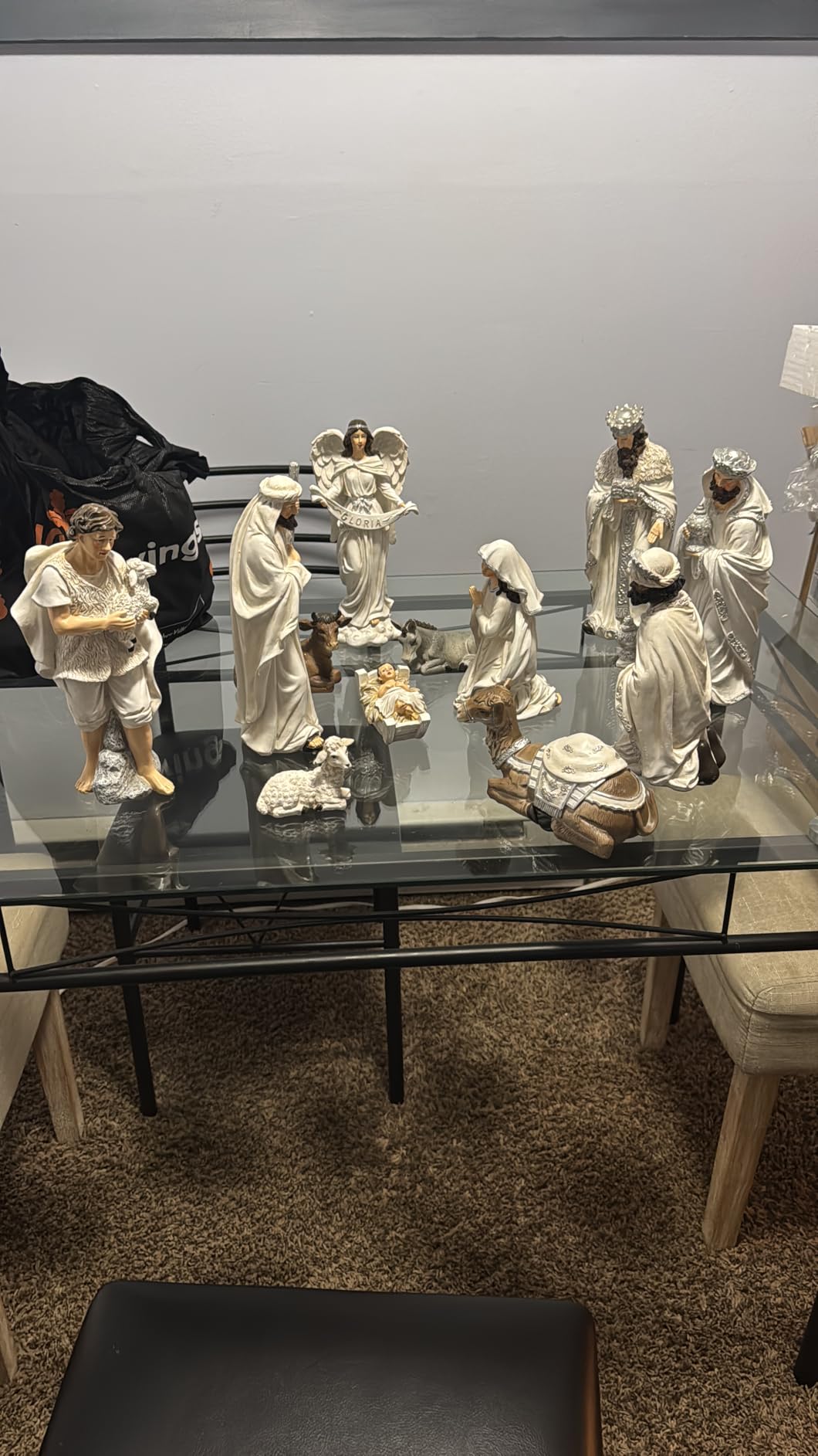 Glitzhome 12Pcs Ivory Resin Nativity Figurines Set Christmas Tabletop customer photo 2