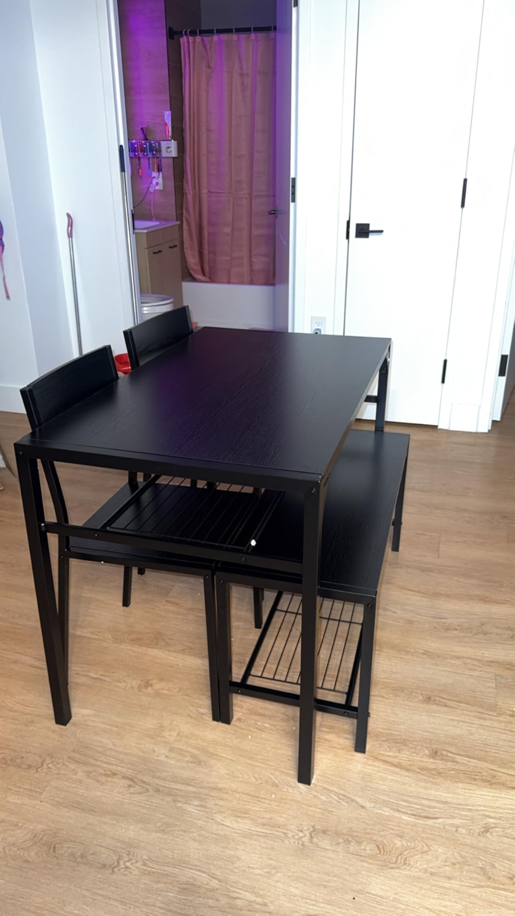 Gizoon 4-Piece Dining Table Set for 4, Kitchen Table with Bench Black customer photo 1