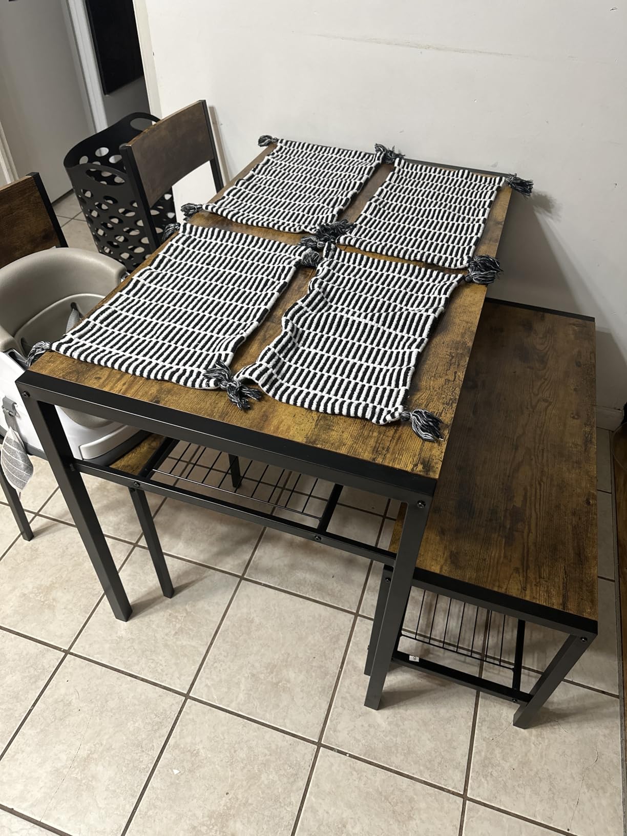 Gizoon 4-Piece Dining Table Set for 4, Kitchen Table with Bench Black customer photo 2