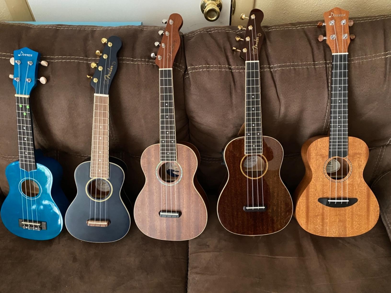 Donner Soprano Ukulele Mahogany 21 inch Ukelele Beginner Kit Online Lesson Gig Bag Strap Nylon String Tuner Picks Cloth DUS-1 Ukalalee Set Christmas Gift customer photo 1