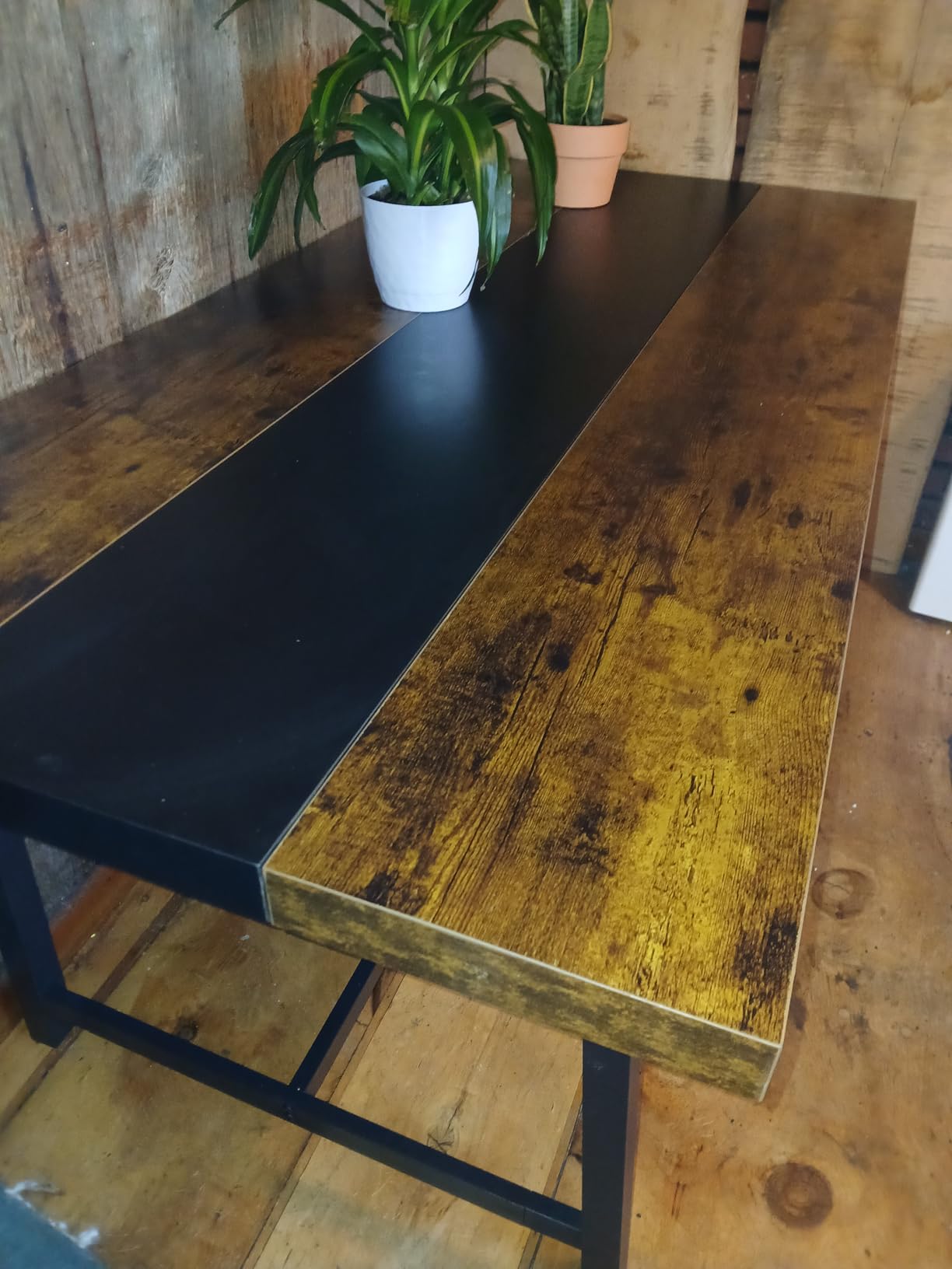 Tribesigns Dining Table for 8 People, 70.87-inch Rectangular Wood Kitchen Table with Strong Metal Frame, Industrial Large Long Dining Room Table for Big Family (Rustic Brown) customer photo 1