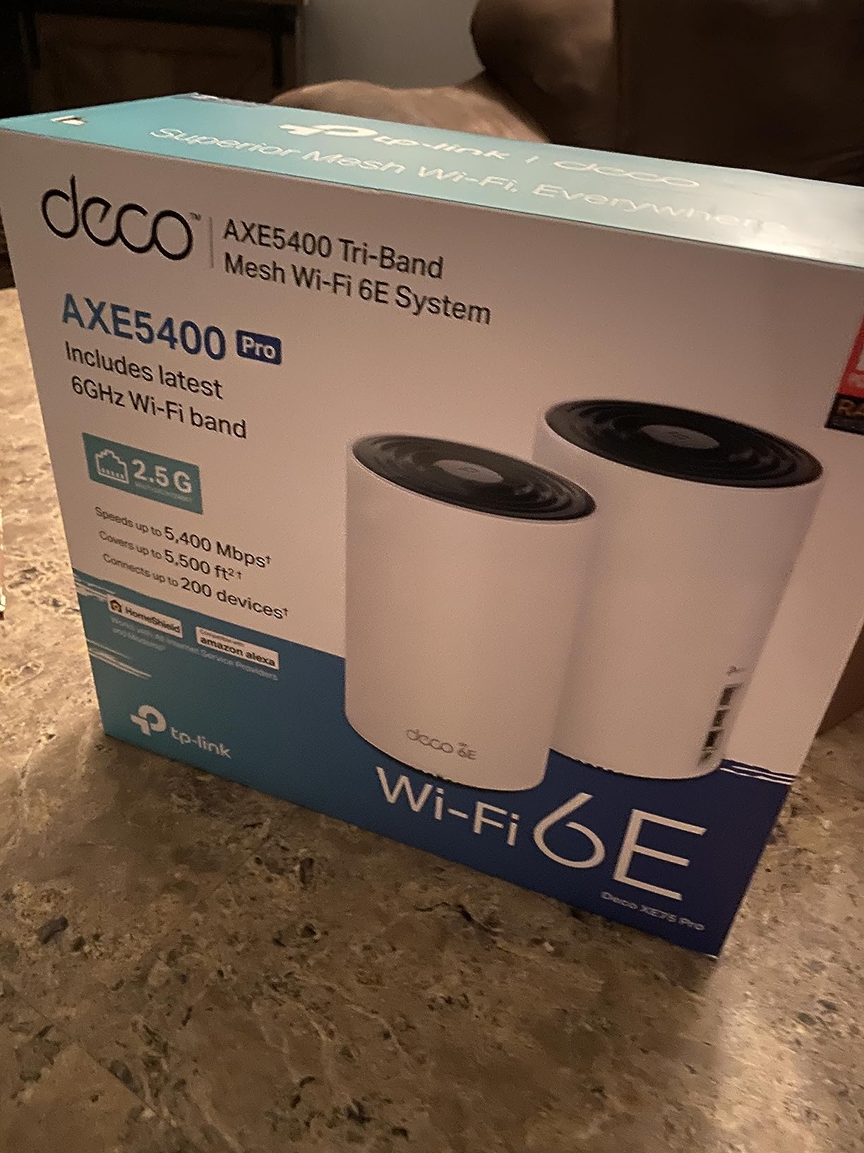 TP-Link Deco XE75 Pro AXE5400 Tri-Band WiFi 6E Mesh System (3-Pack) | One 2.5 Gbps WAN/LAN Port, two 1 Gbps LAN Ports, Covers up to 7,200 Sq. Ft., AI-Driven Mesh, 6 GHz Band customer photo 2