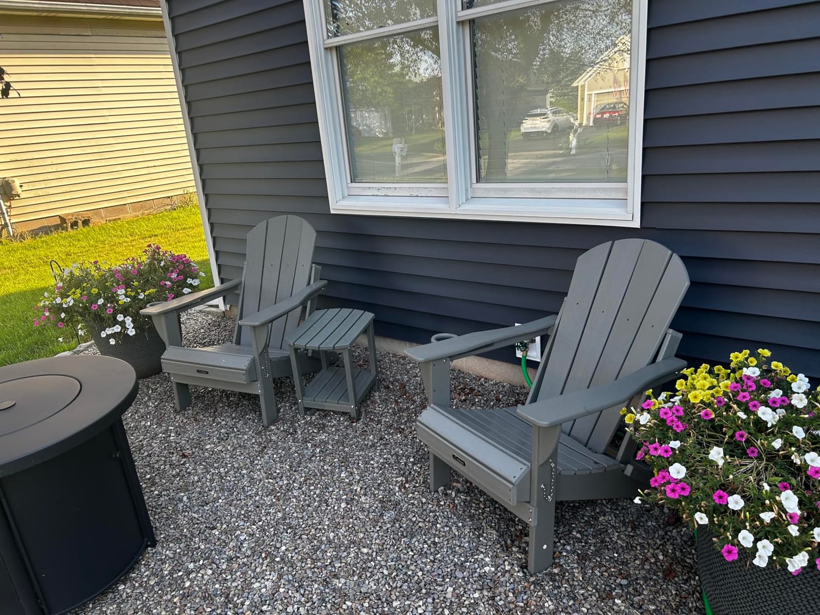 Ciokea Folding Adirondack Chair HDPE All-Weather Patio, Navy Blue | Wooden Textured, Cup Holder, 380lbs, Rustproof, Fire Pit Outdoor Lawn Poolside Backyard Deck customer photo 2