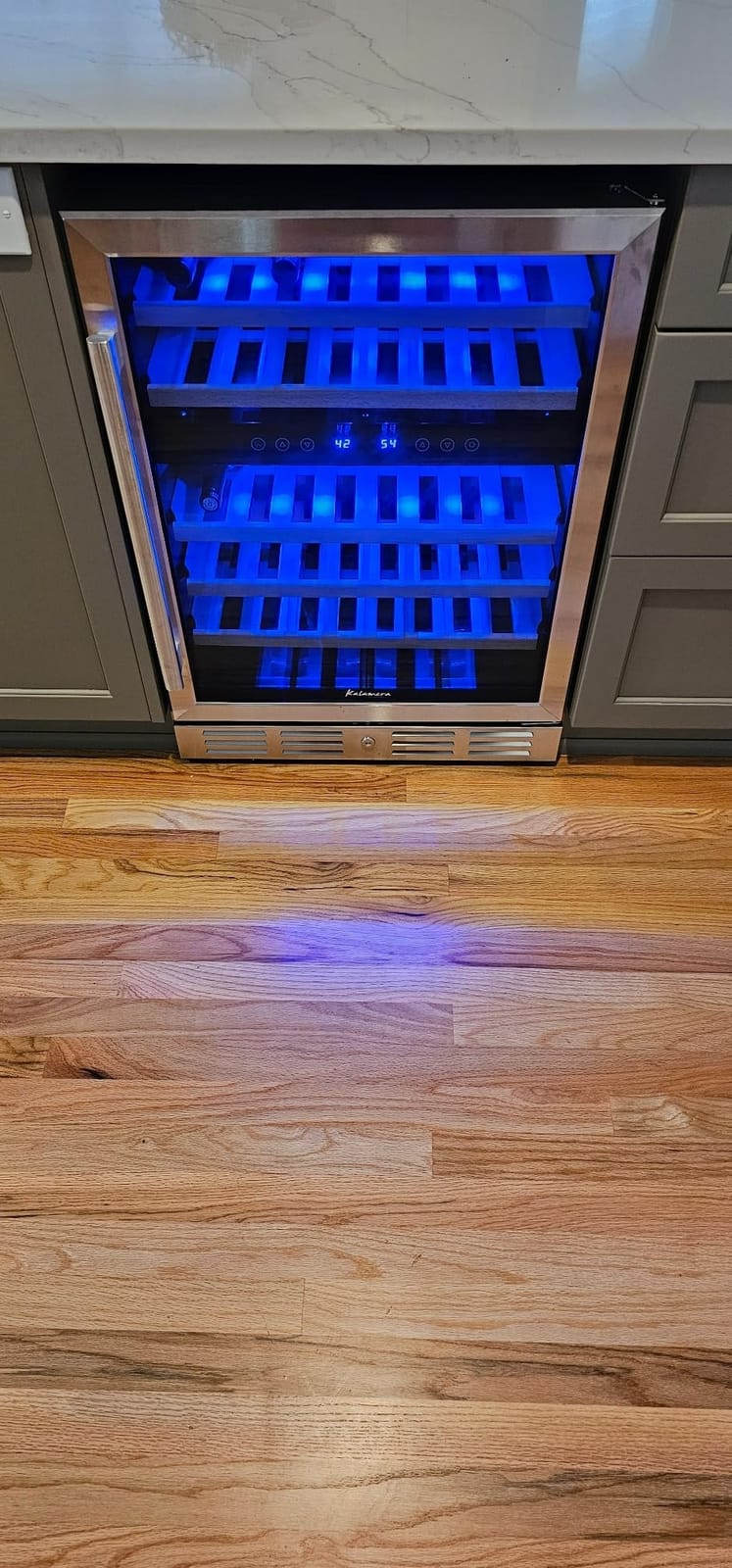 Kalamera 24 inch Wine Cooler, 37 Bottle Dual Zone Built-in or Freestanding | Wine Fridge with Stainless Steel Reversible Glass Door, for Home, Kitchen or Office customer photo 2
